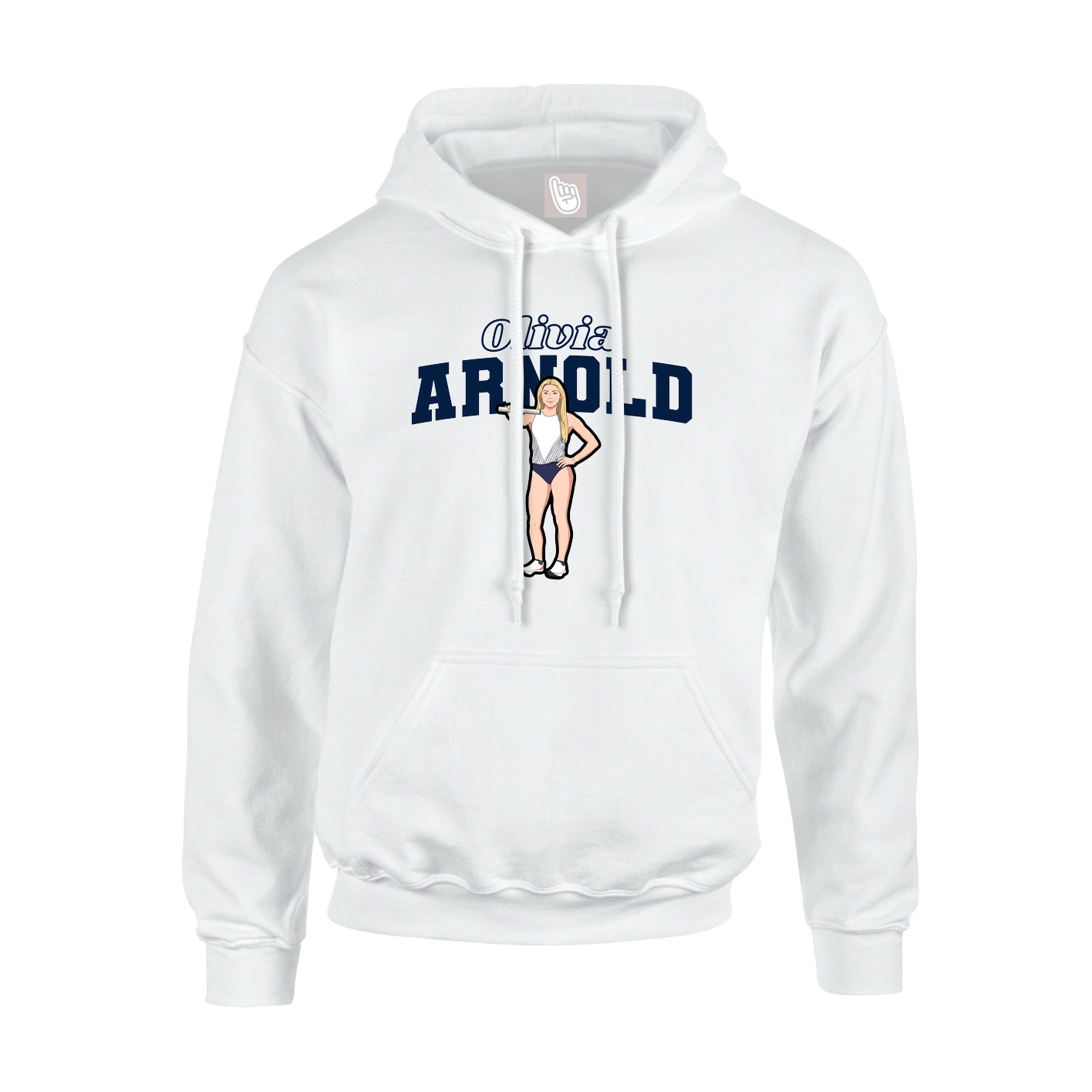 Youth Hoodie — Name Arch in White