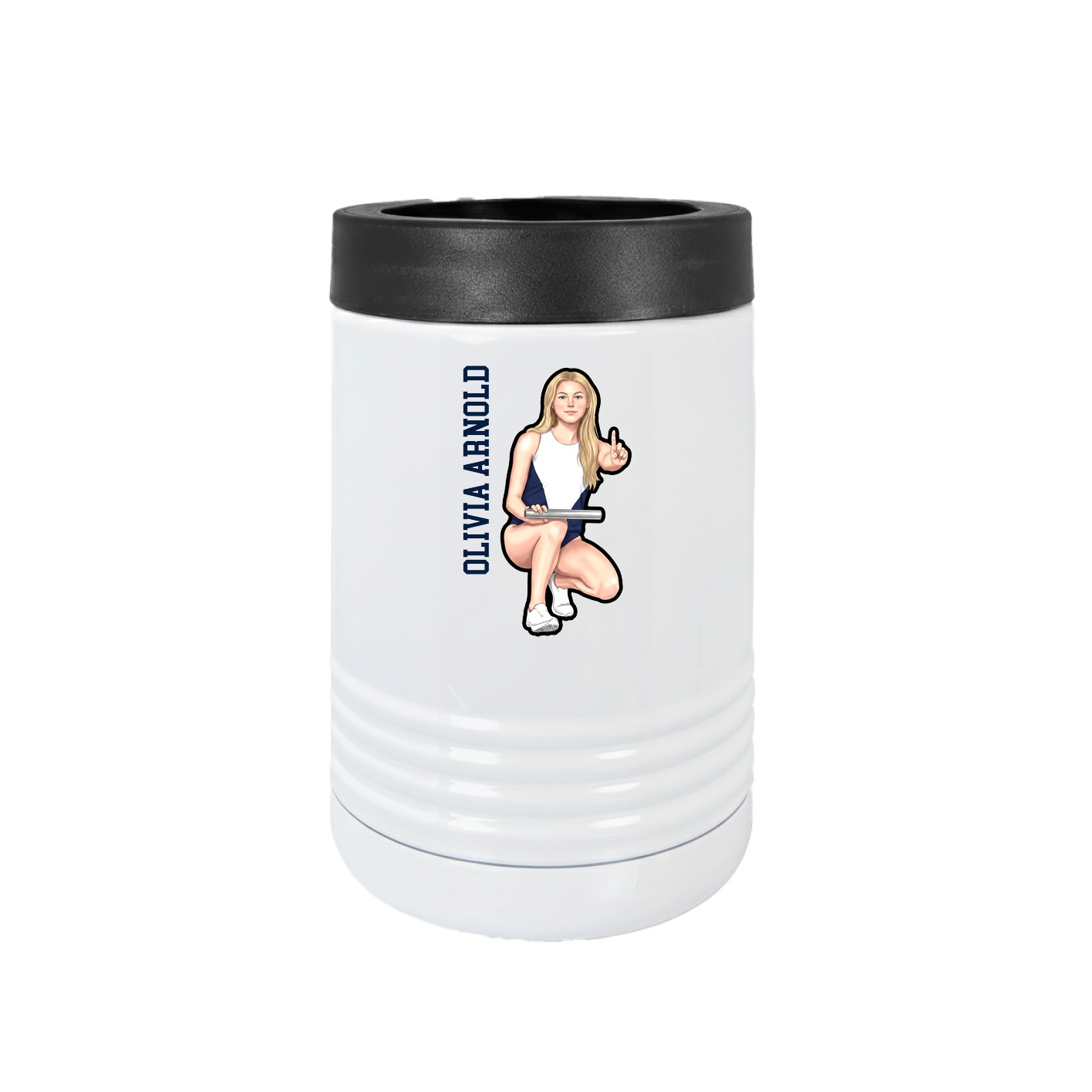 Beverage Holder — Name Vertical in White