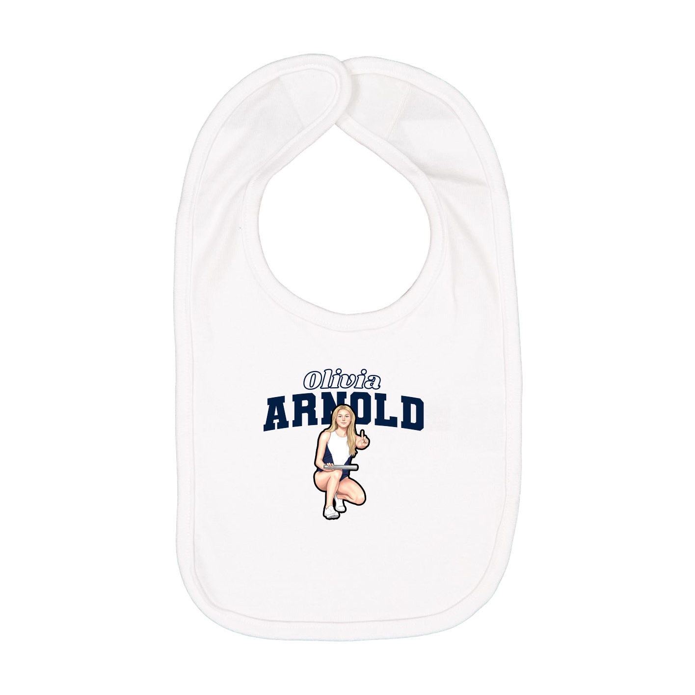 Infant Bib — Name Arch in White