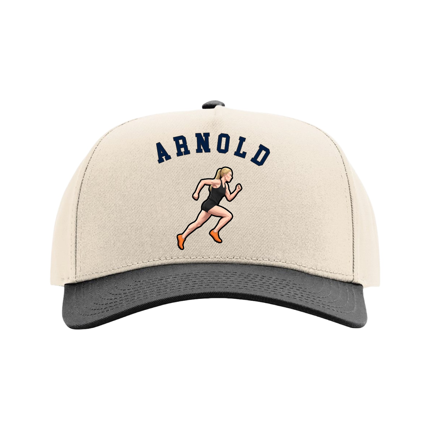 Full Fabric Five-Panel Champ Cap — Shirsey Arch in Cream/Black
