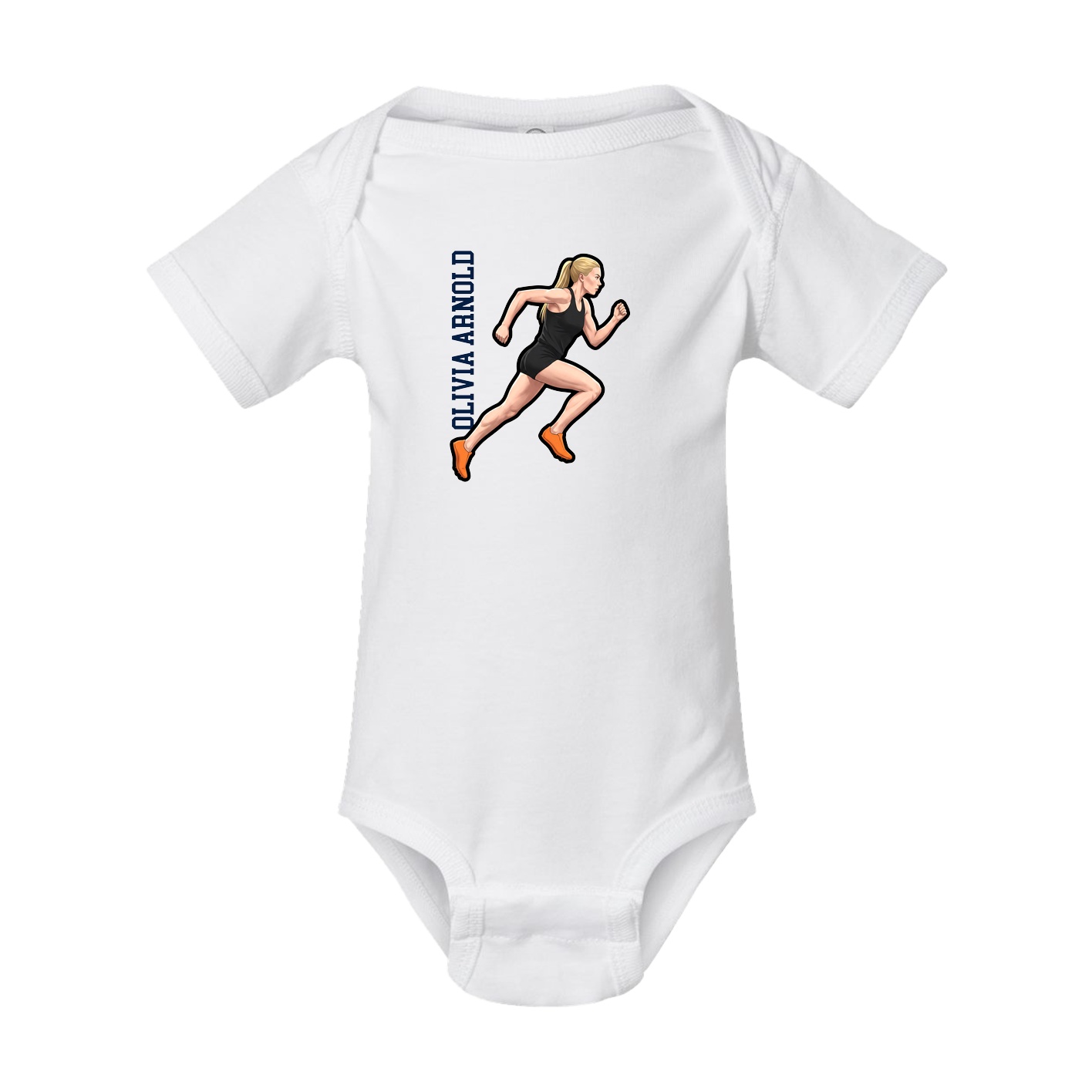 Baby Onesie — Name Vertical in White