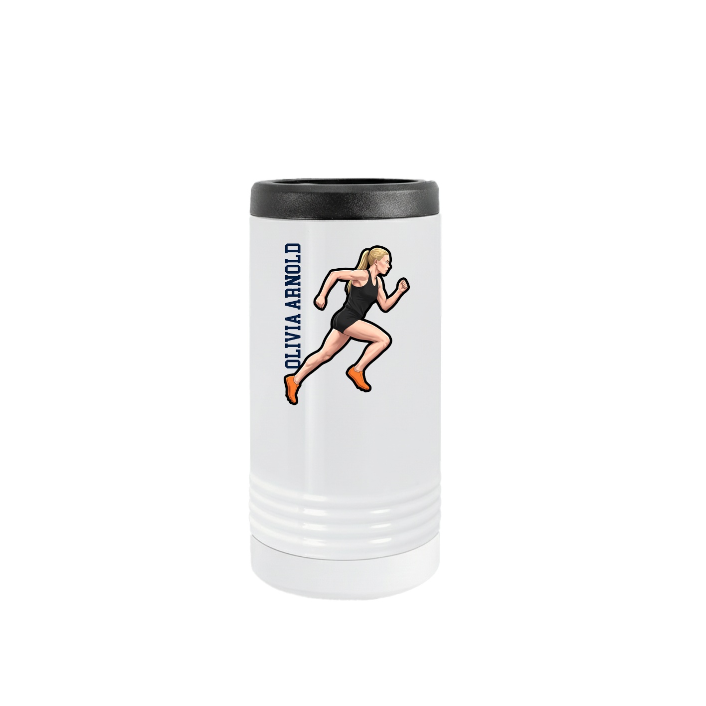 Slim Beverage Holder — Name Vertical in White