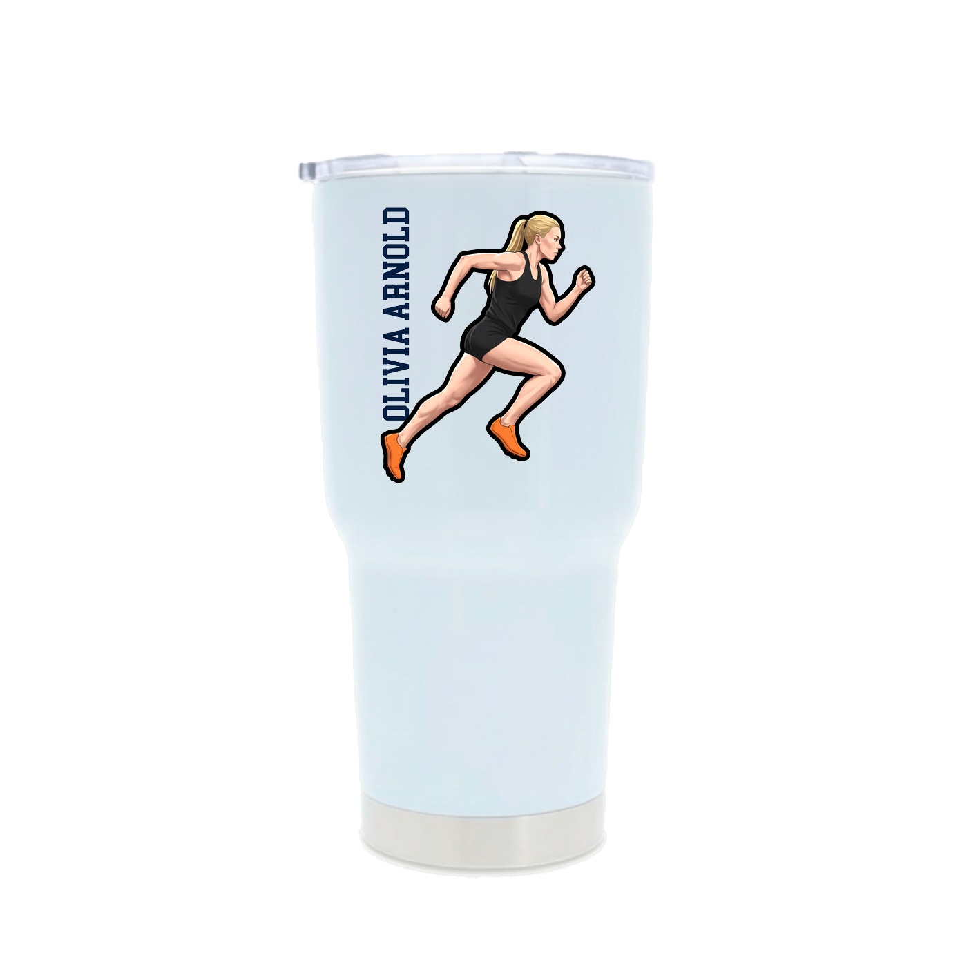 30oz Stainless Steel Tumbler — Name Vertical in White