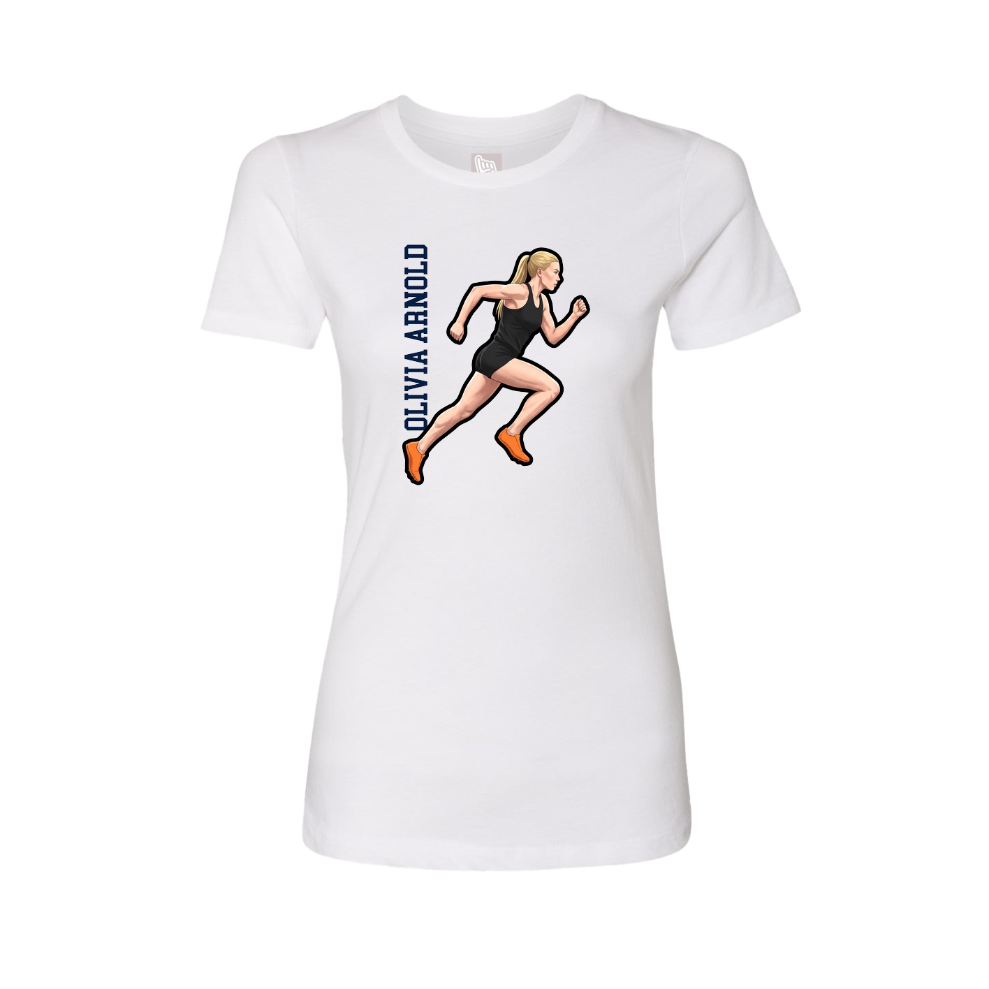Womens Tee — Name Vertical in White
