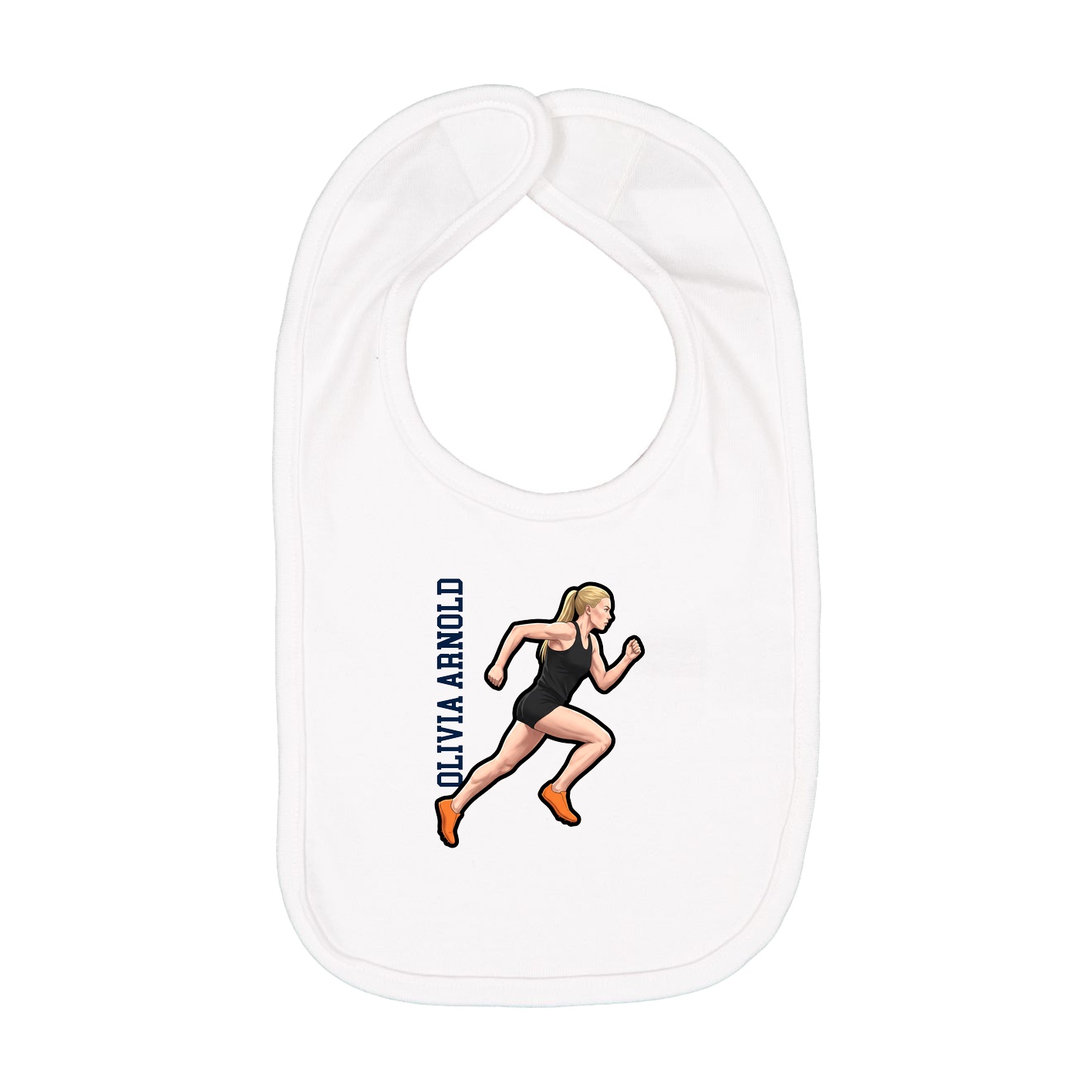 Infant Bib — Name Vertical in White