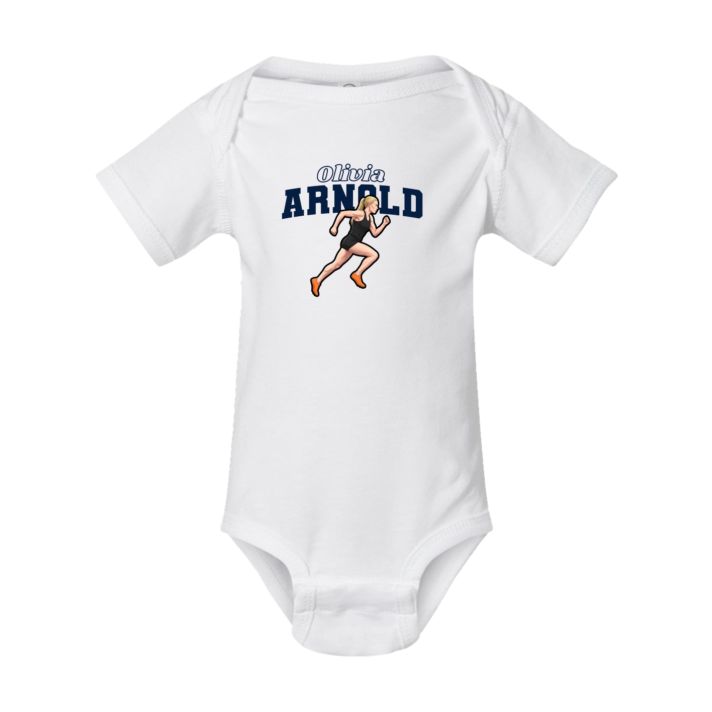 Baby Onesie — Name Arch in White