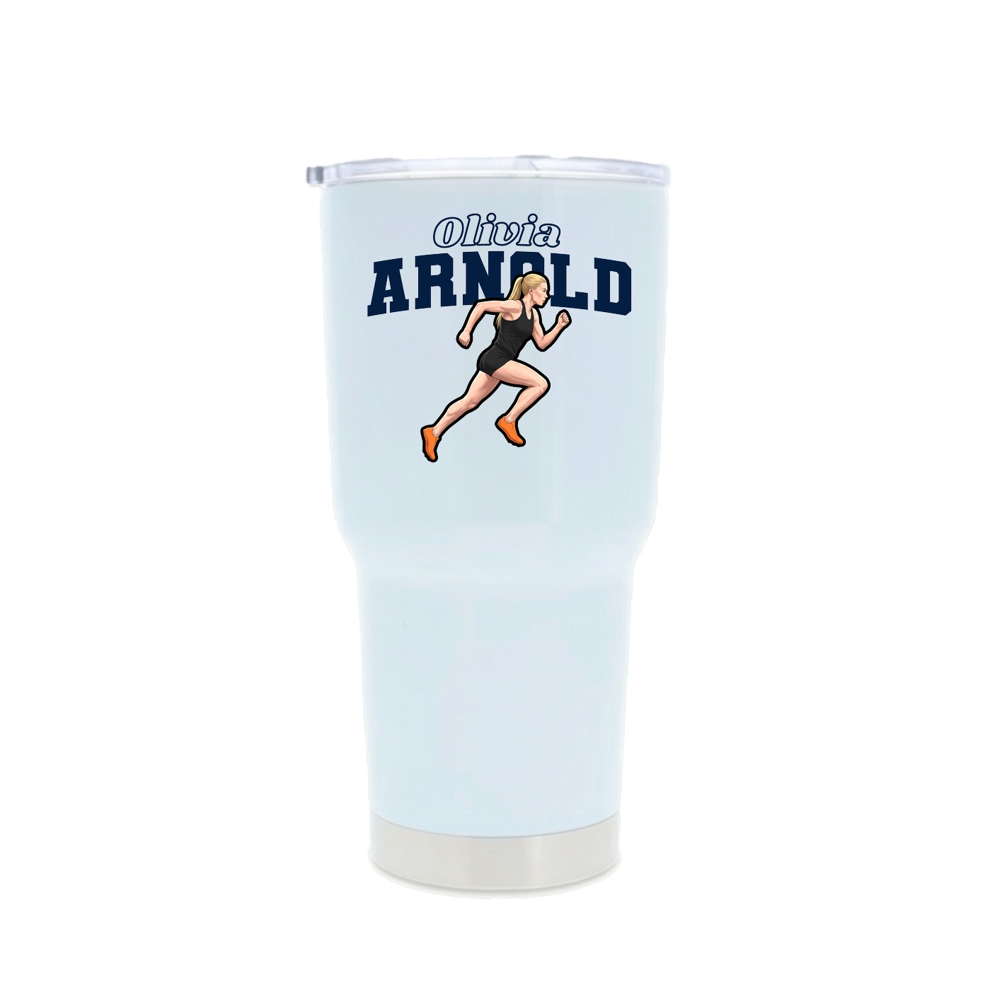 30oz Stainless Steel Tumbler — Name Arch in White