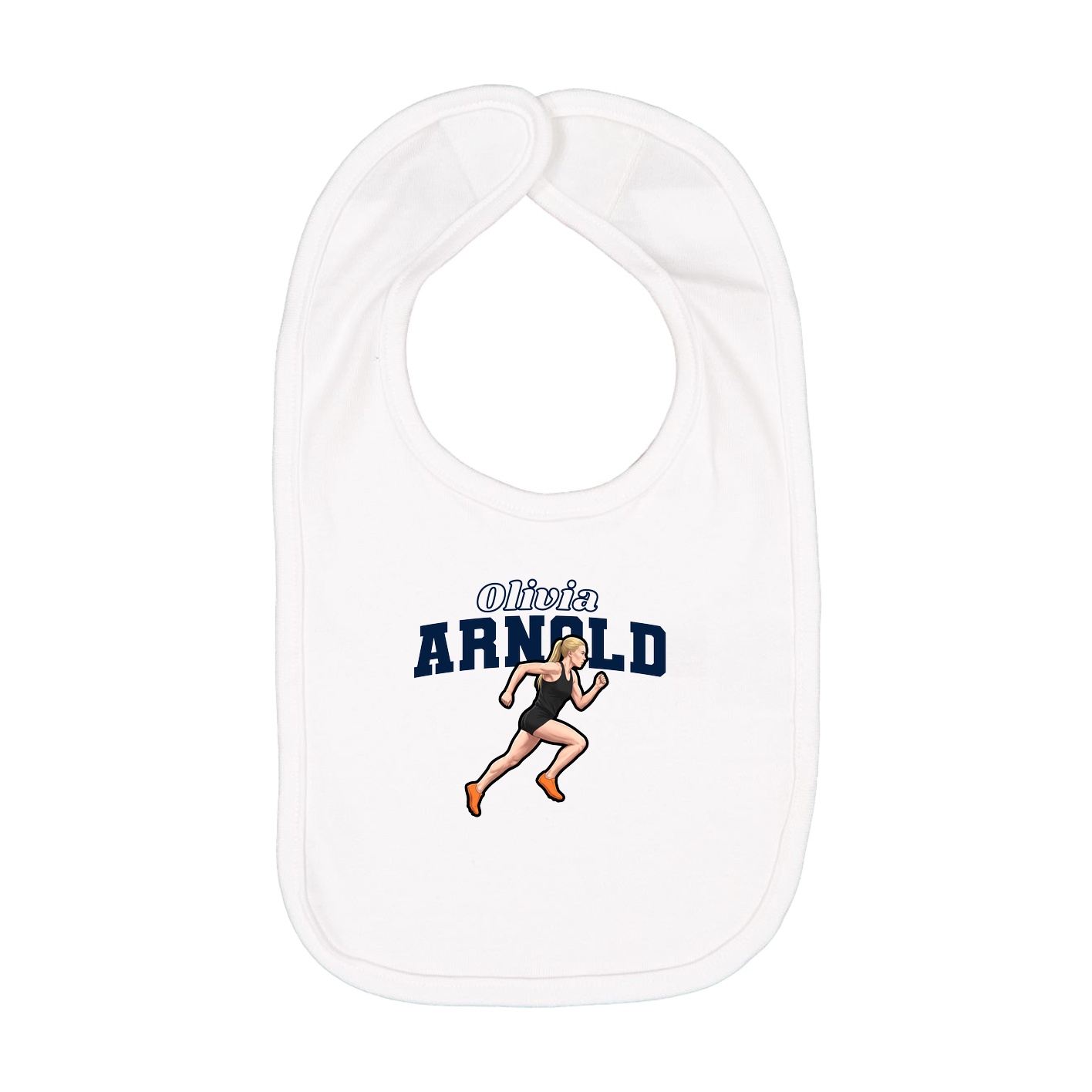 Infant Bib — Name Arch in White
