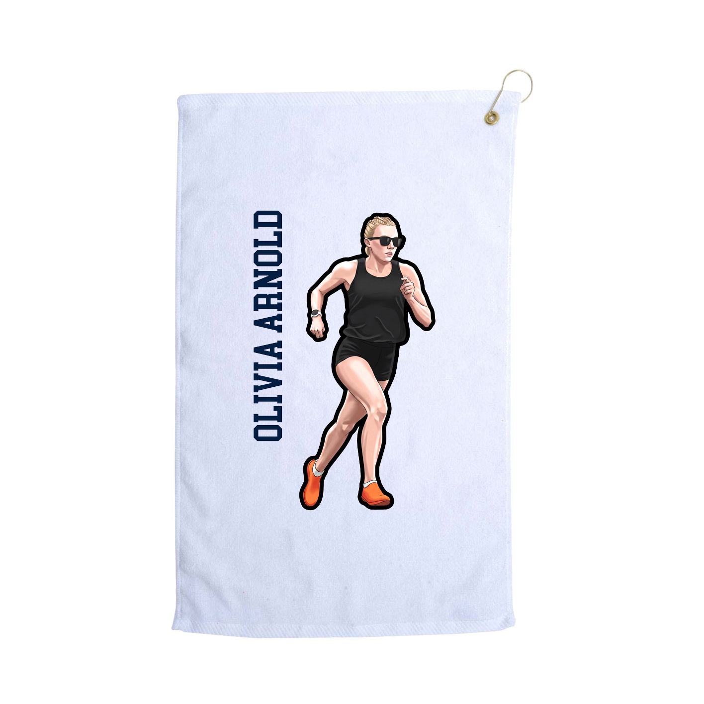 Golf Towel — Name Vertical in White