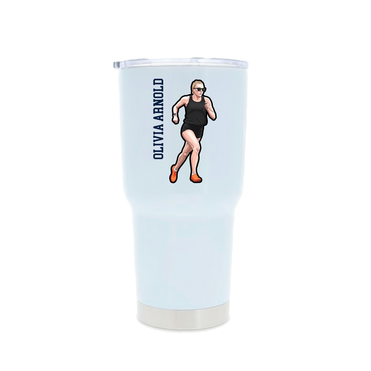 30oz Stainless Steel Tumbler — Name Vertical in White