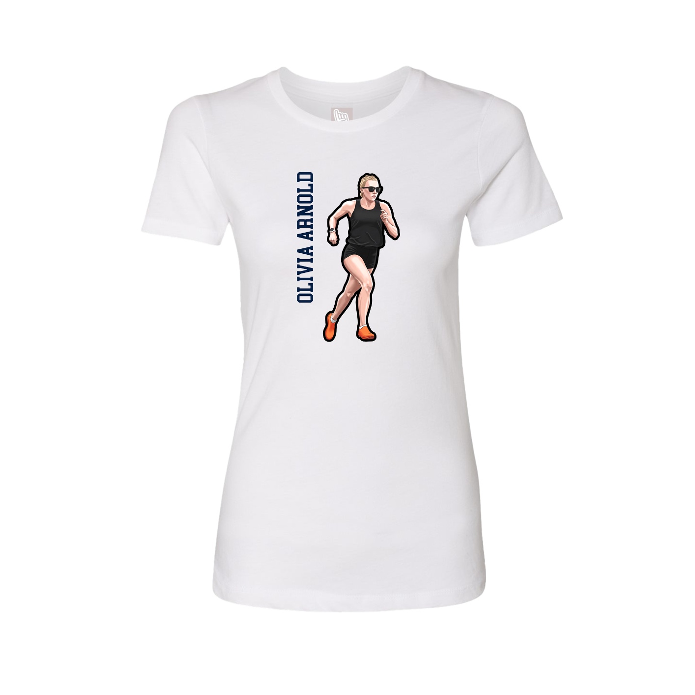 Womens Tee — Name Vertical in White