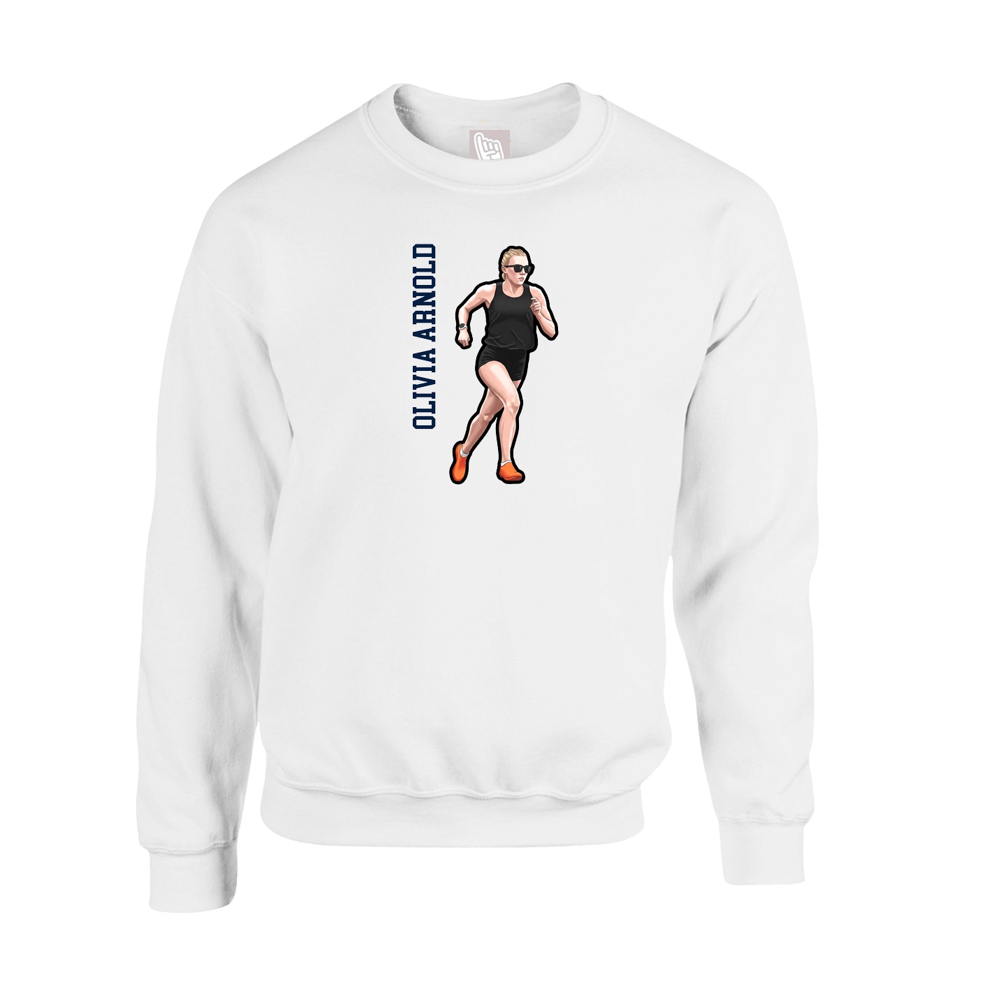 Fleece Crew — Name Vertical in White