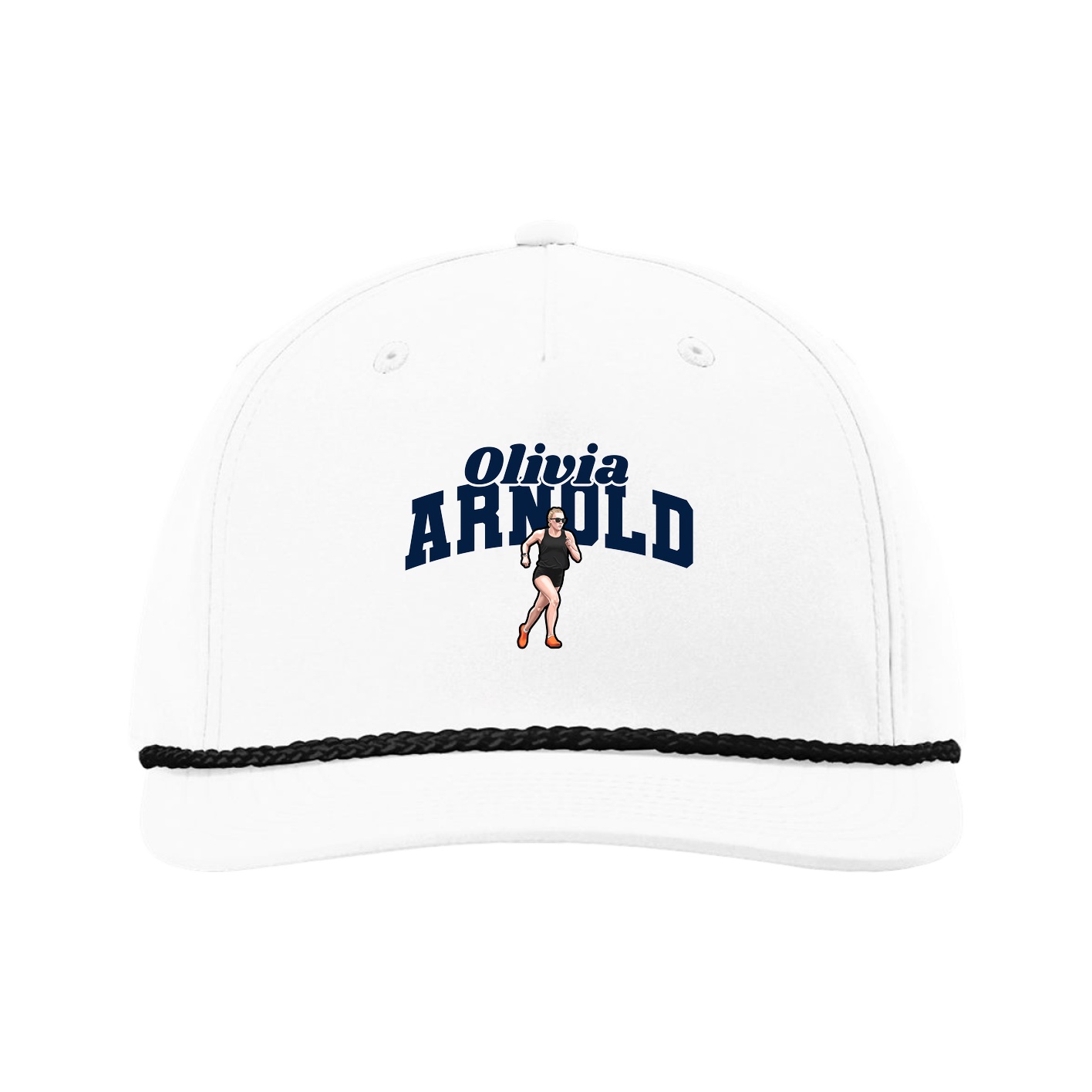Five-Panel Classic Rope Cap — Signature Arch in White