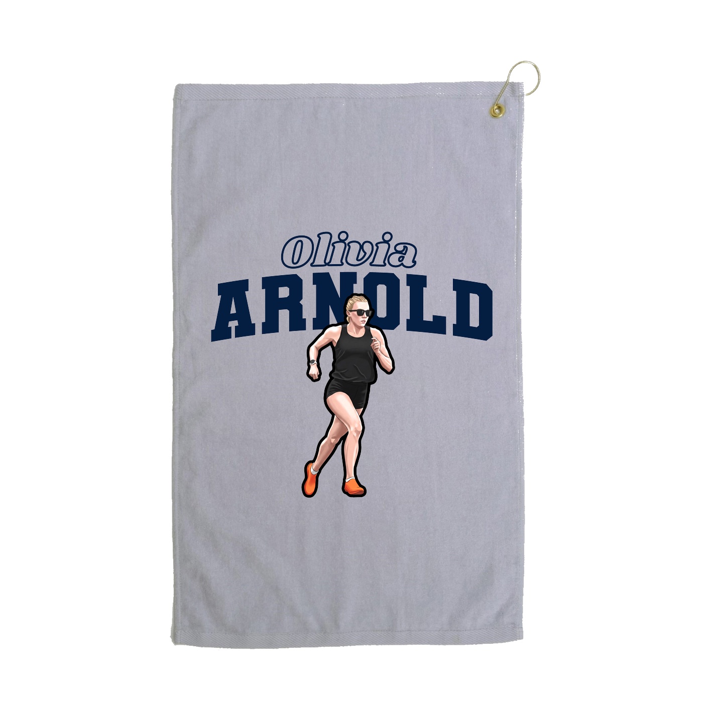 Golf Towel — Name Arch in Grey