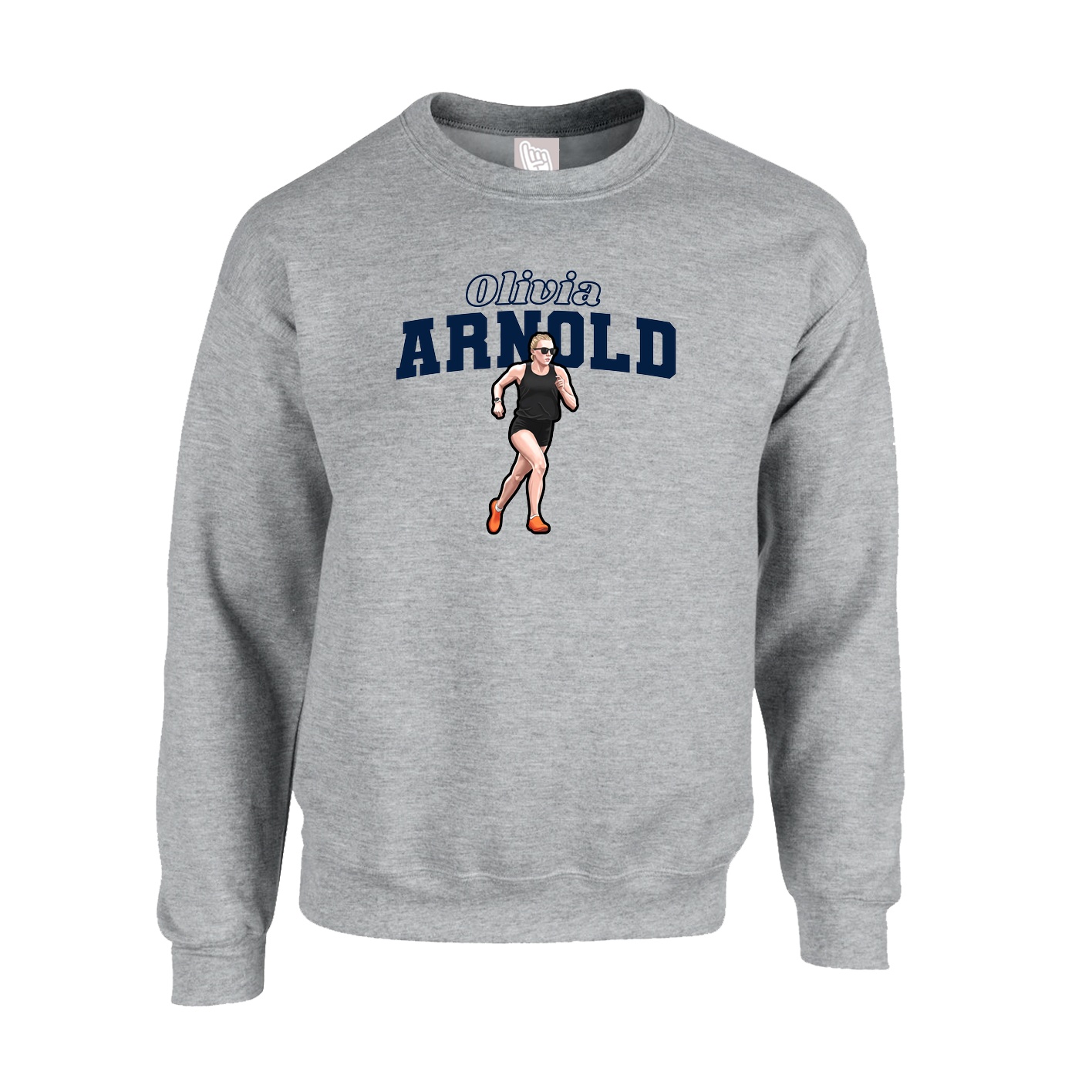 Fleece Crew — Name Arch in Grey