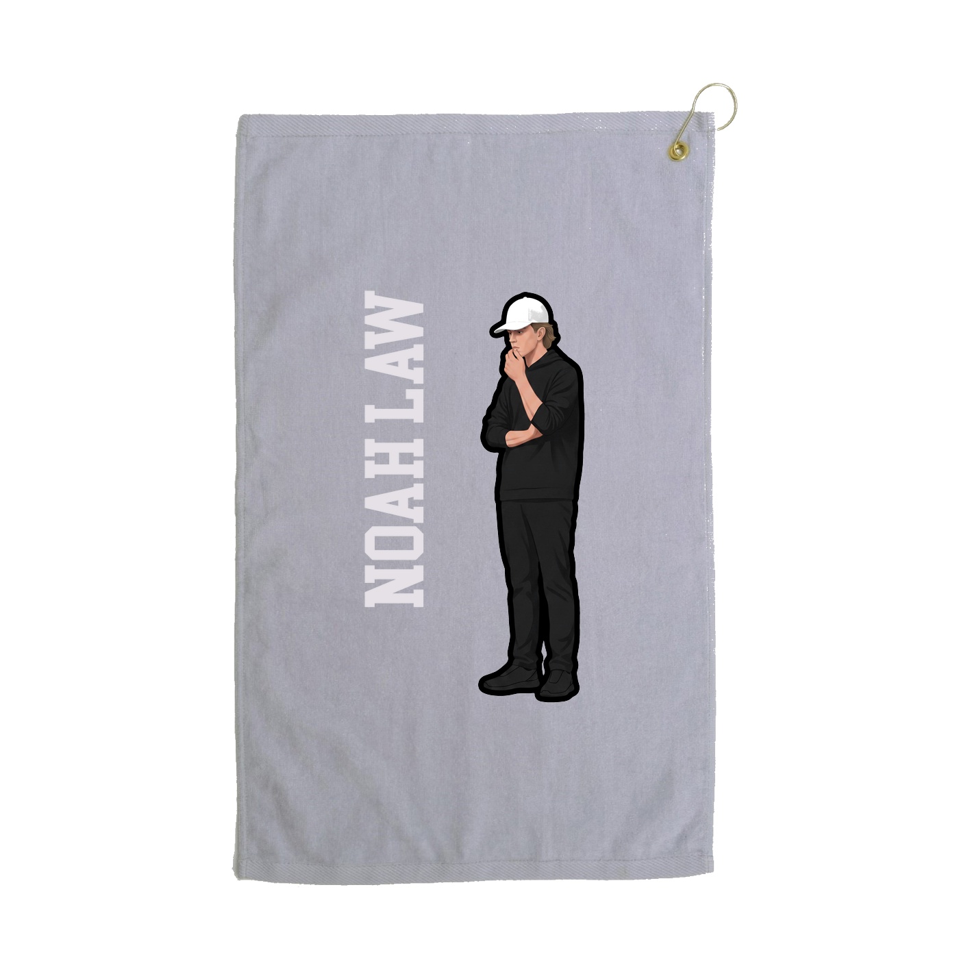 Golf Towel — Name Vertical in Grey