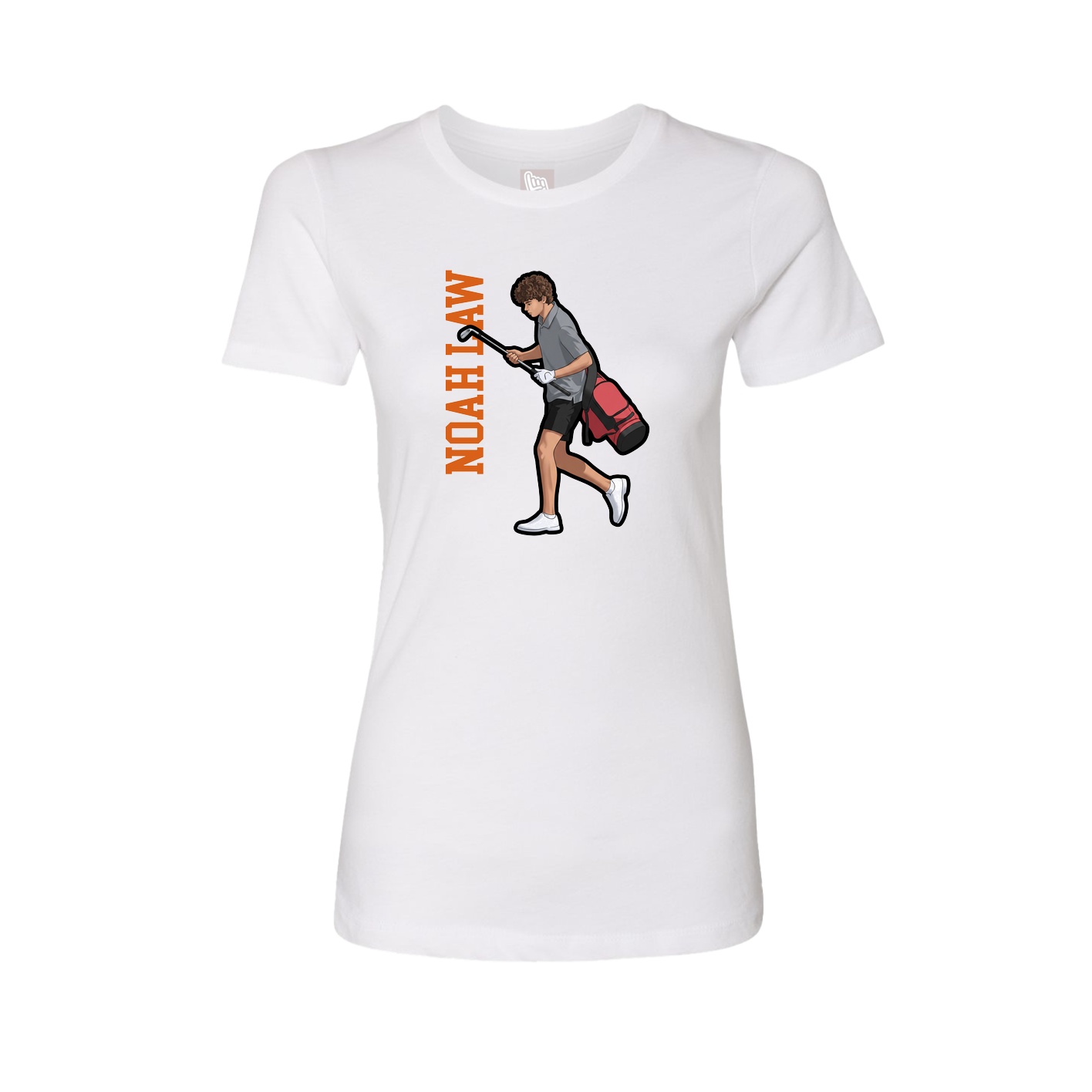 Fitted Women's Tee — Name Vertical in White
