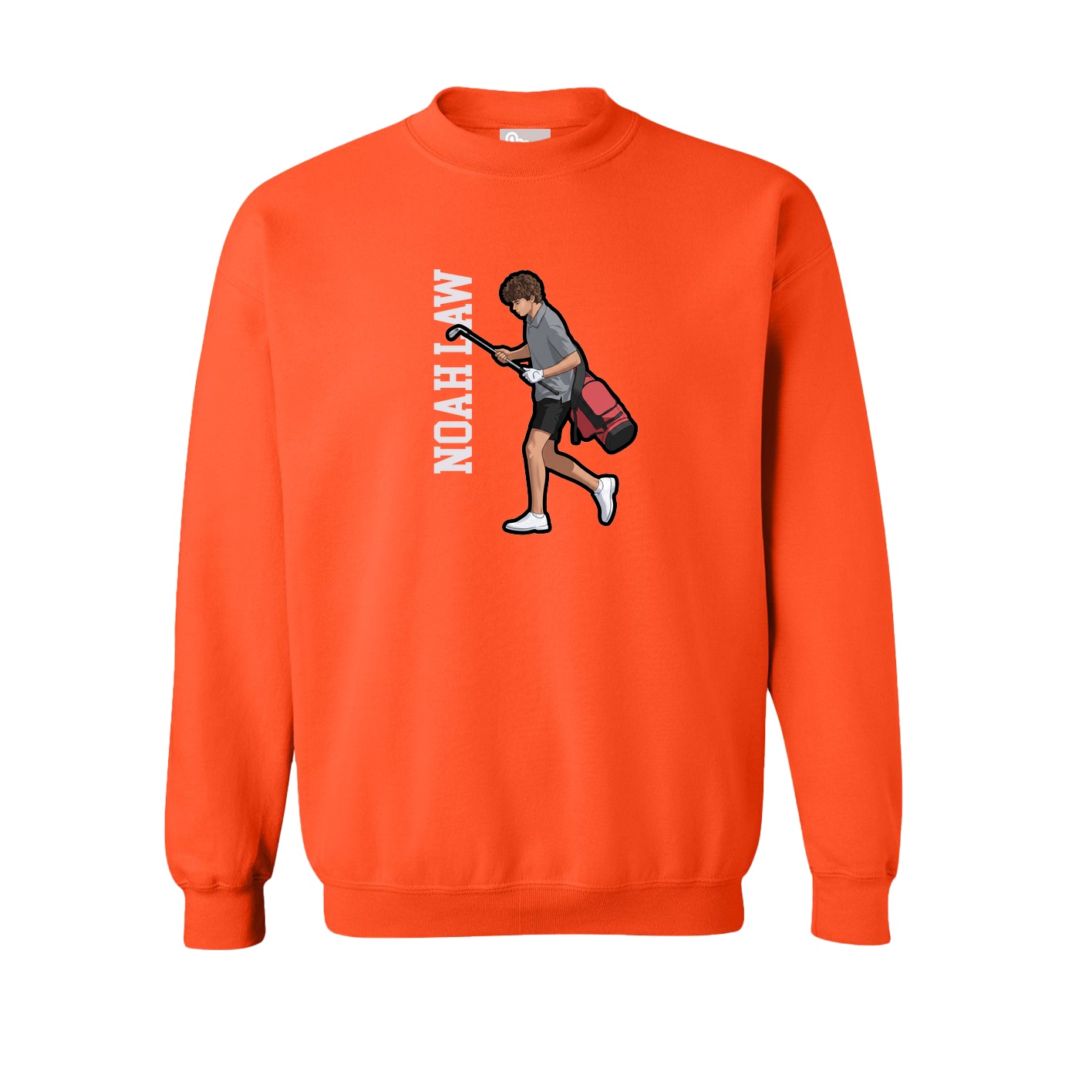 Fleece Crew — Name Vertical in Orange