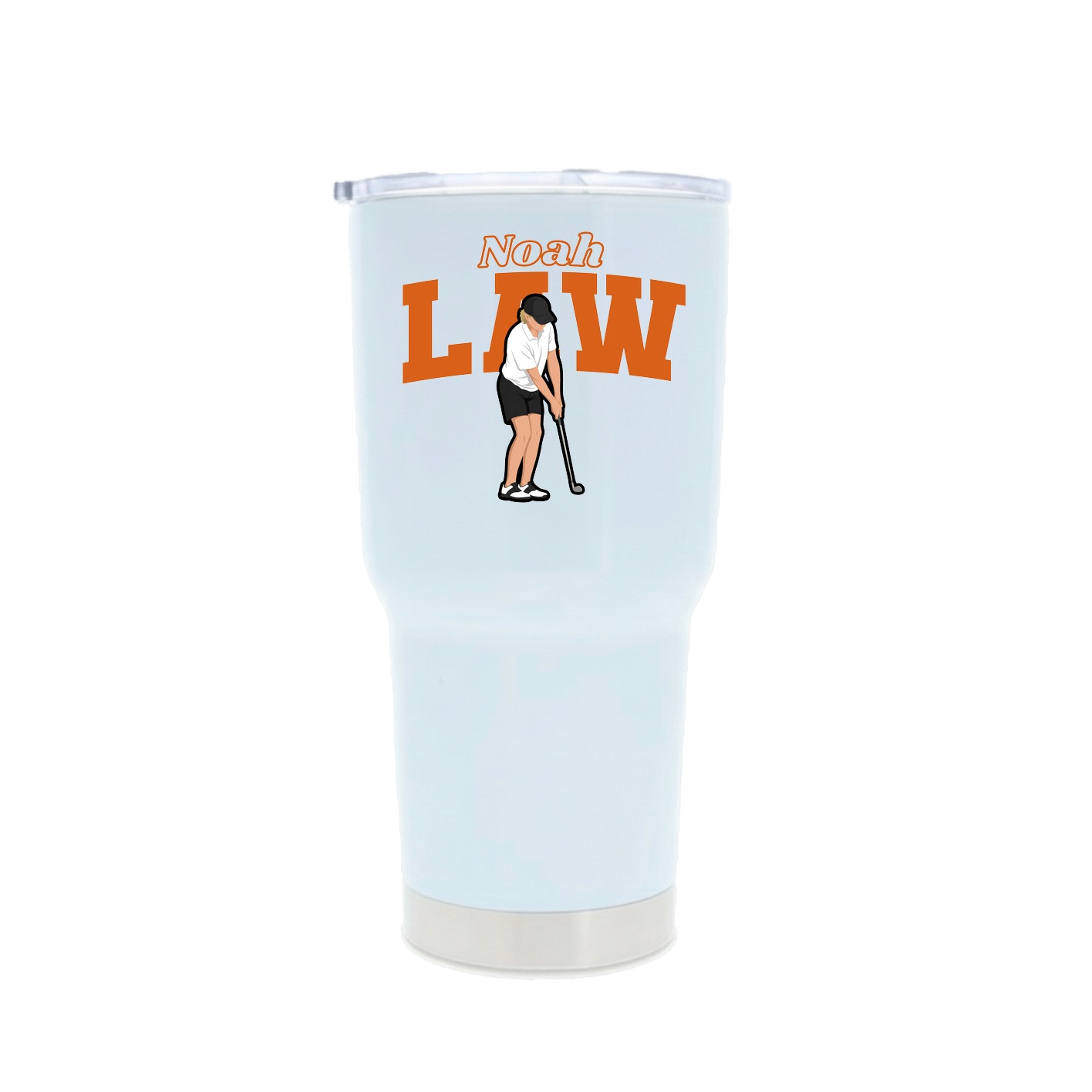 30oz Stainless Steel Tumbler — Name Arch in White