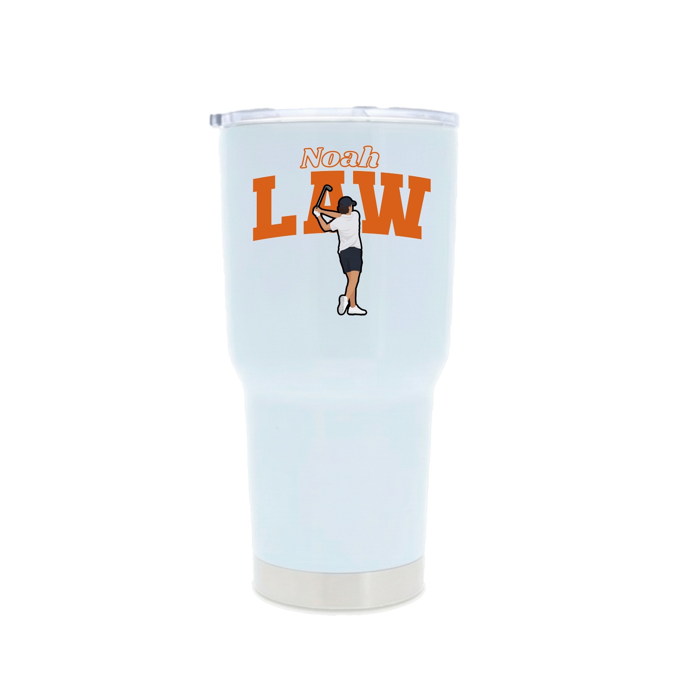 30oz Stainless Steel Tumbler — Name Arch in White