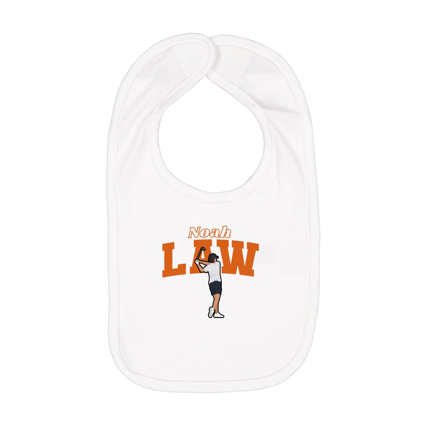 Infant Bib — Name Arch in White