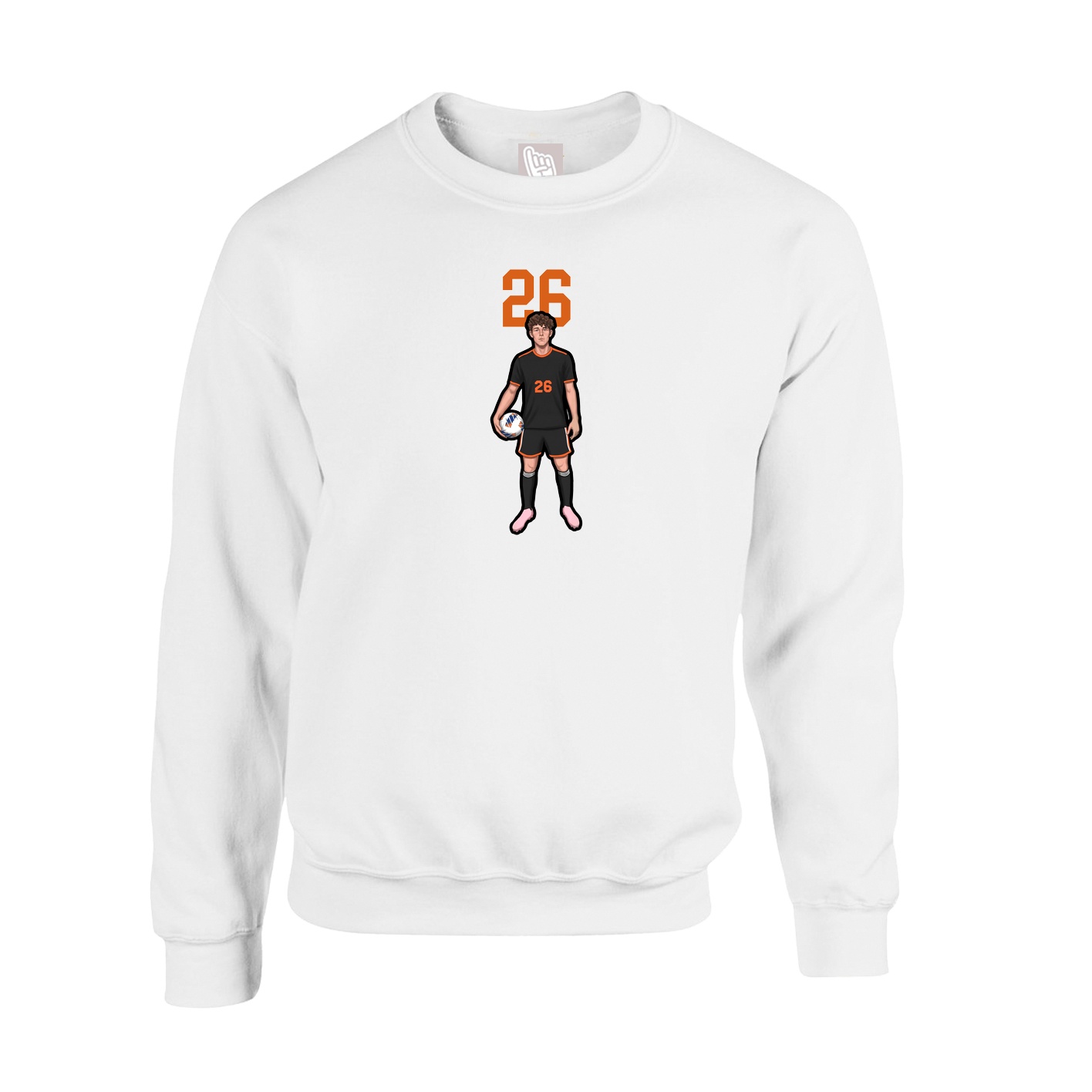 Fleece Crew — Number Top in White