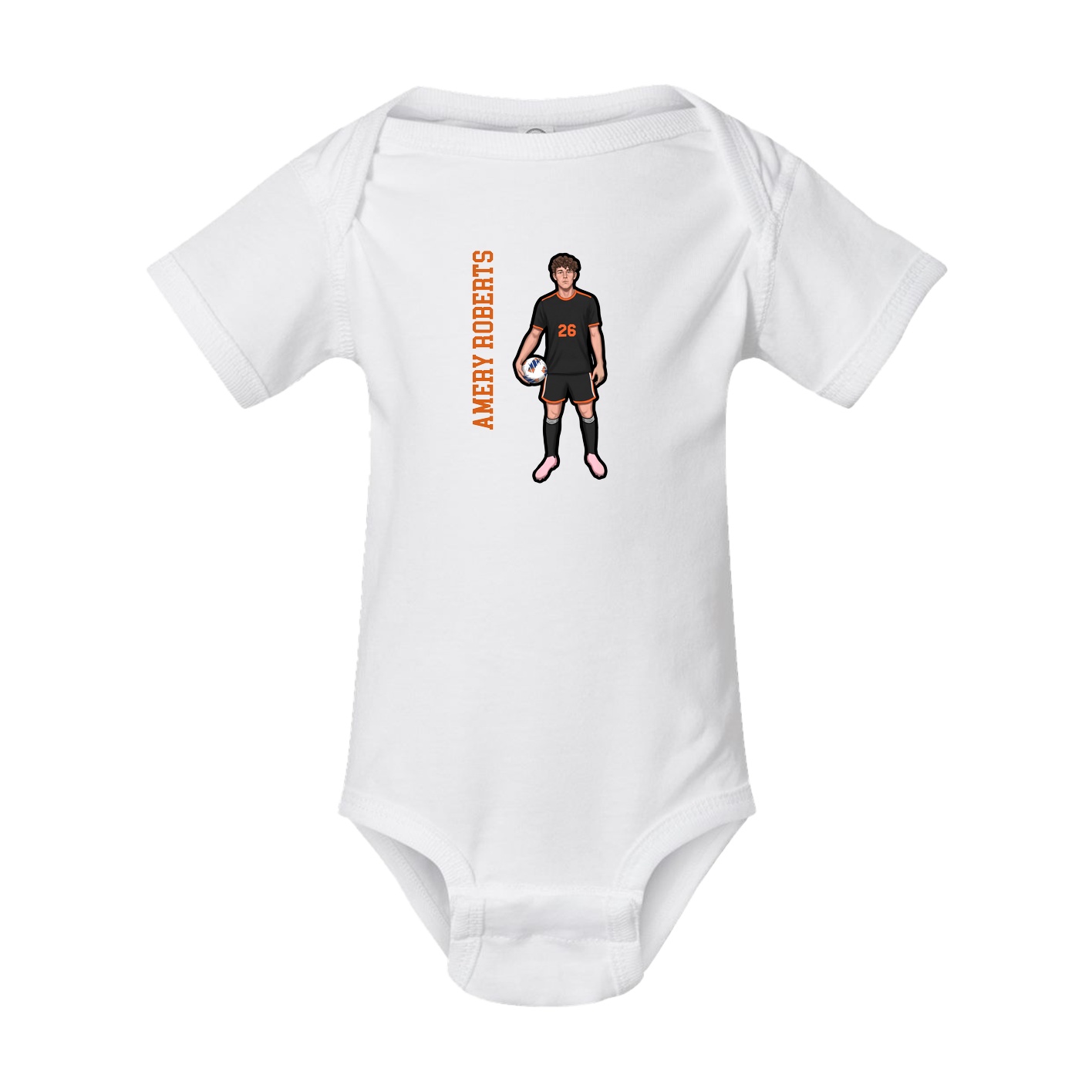 Baby Onesie — Name Vertical in White