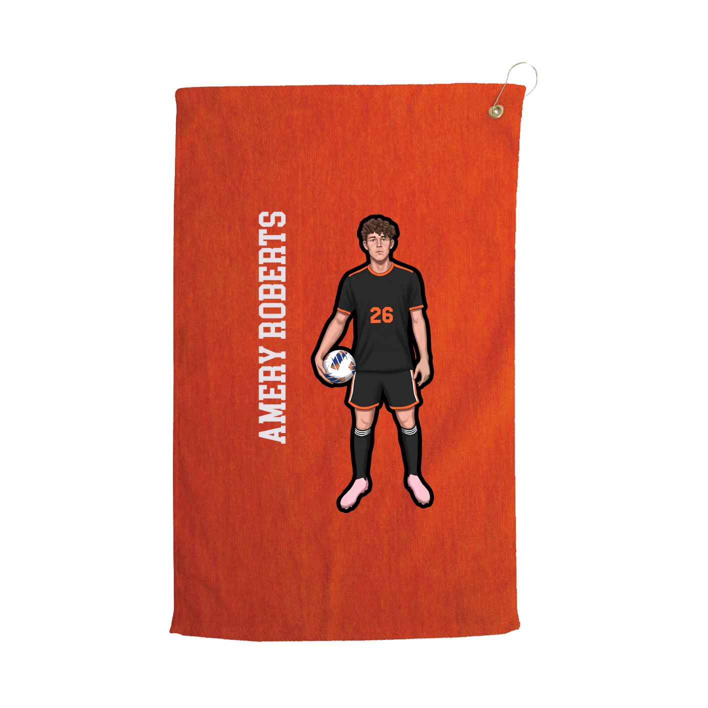 Golf Towel — Name Vertical in Orange