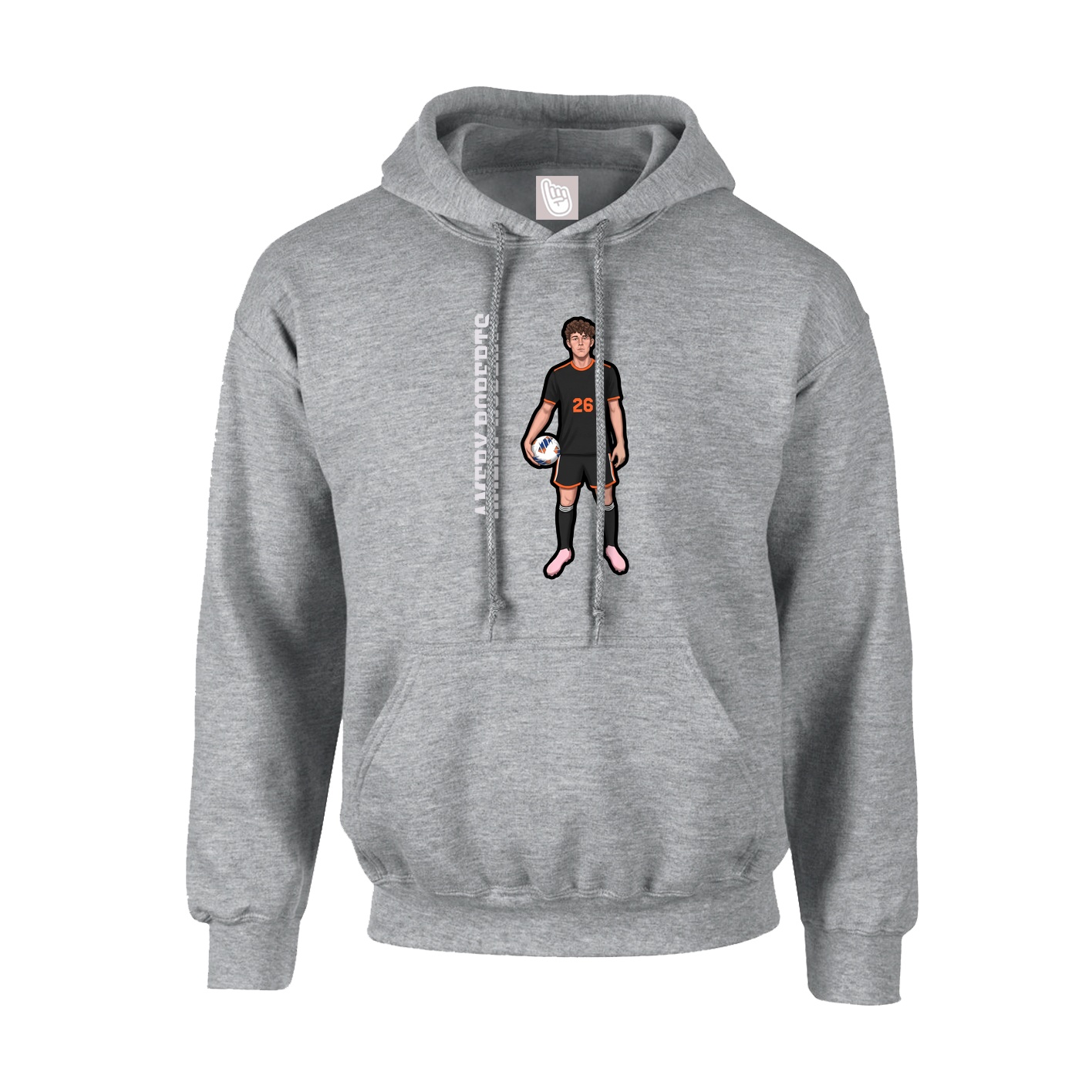 Hoodie — Name Vertical in Grey