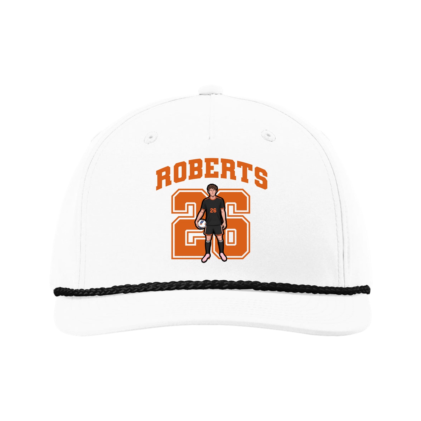 Five-Panel Classic Rope Cap — Number in White