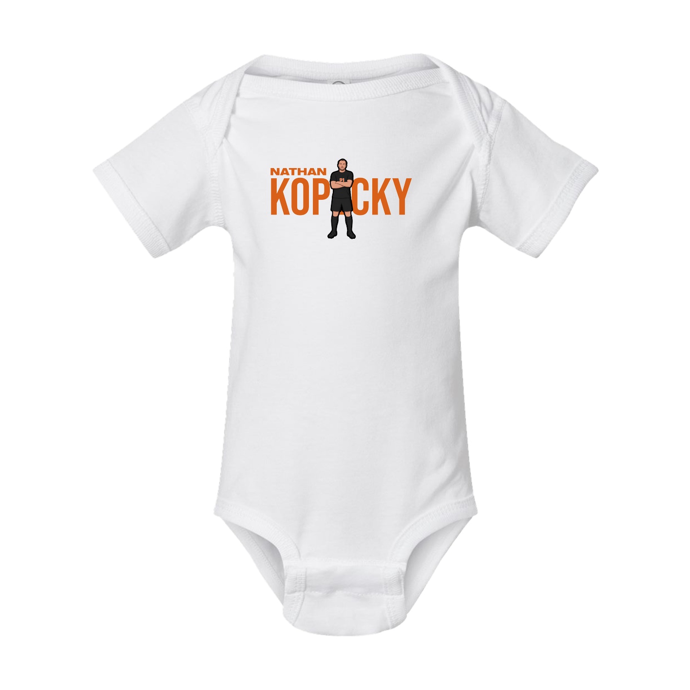 Baby Onesie — Player Name in White
