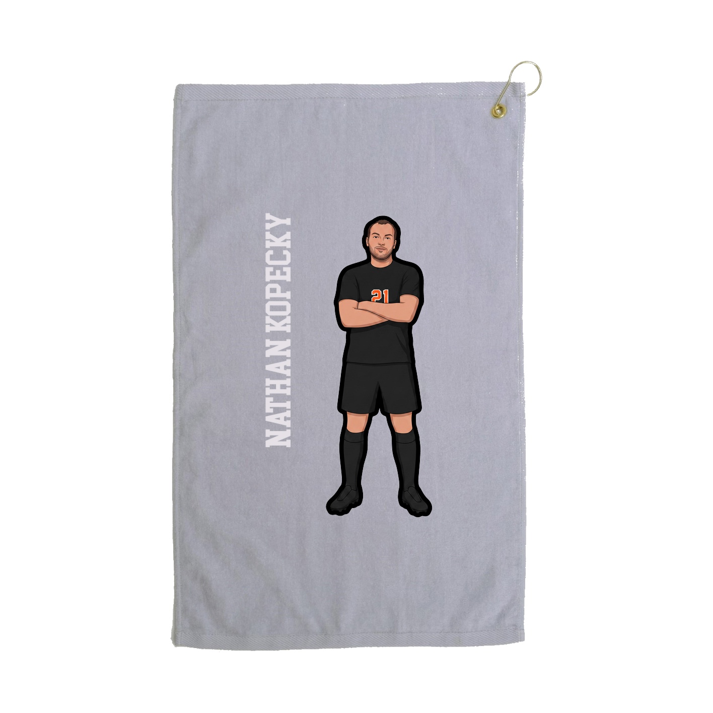 Golf Towel — Name Vertical in Grey