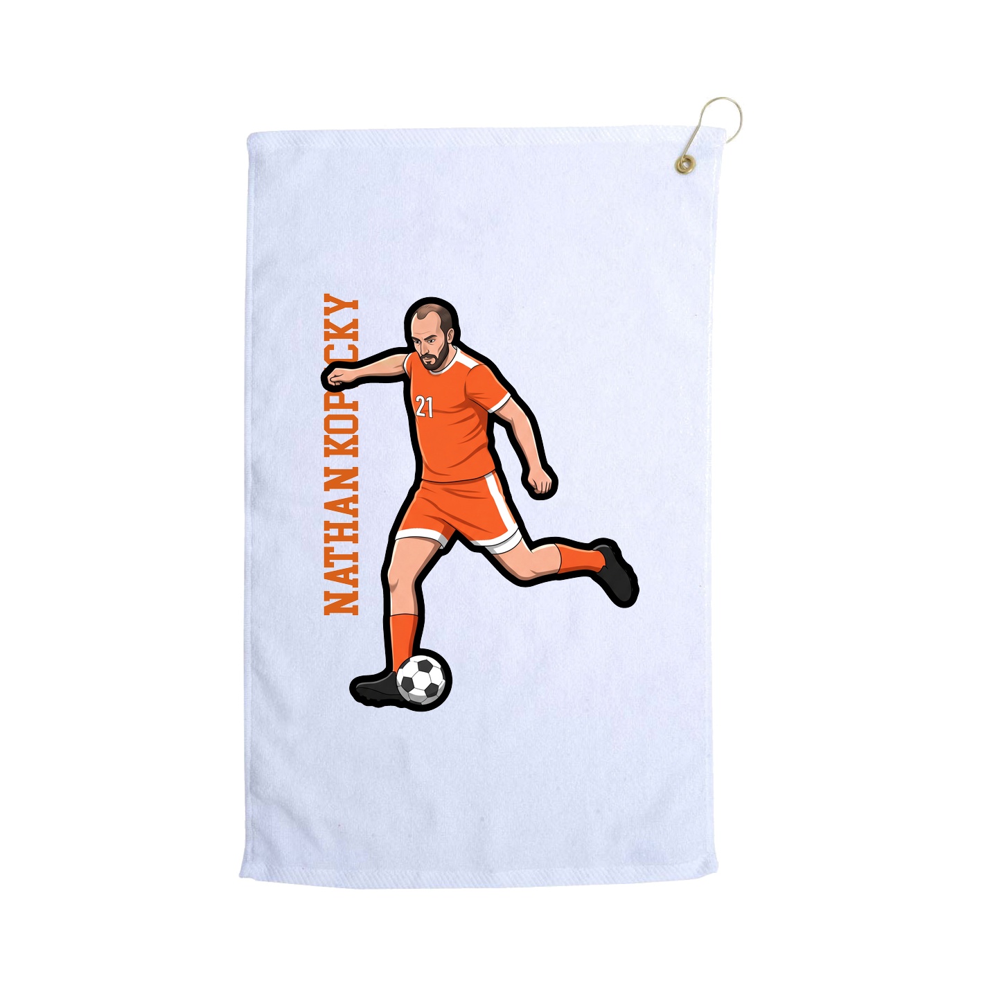 Golf Towel — Name Vertical in White