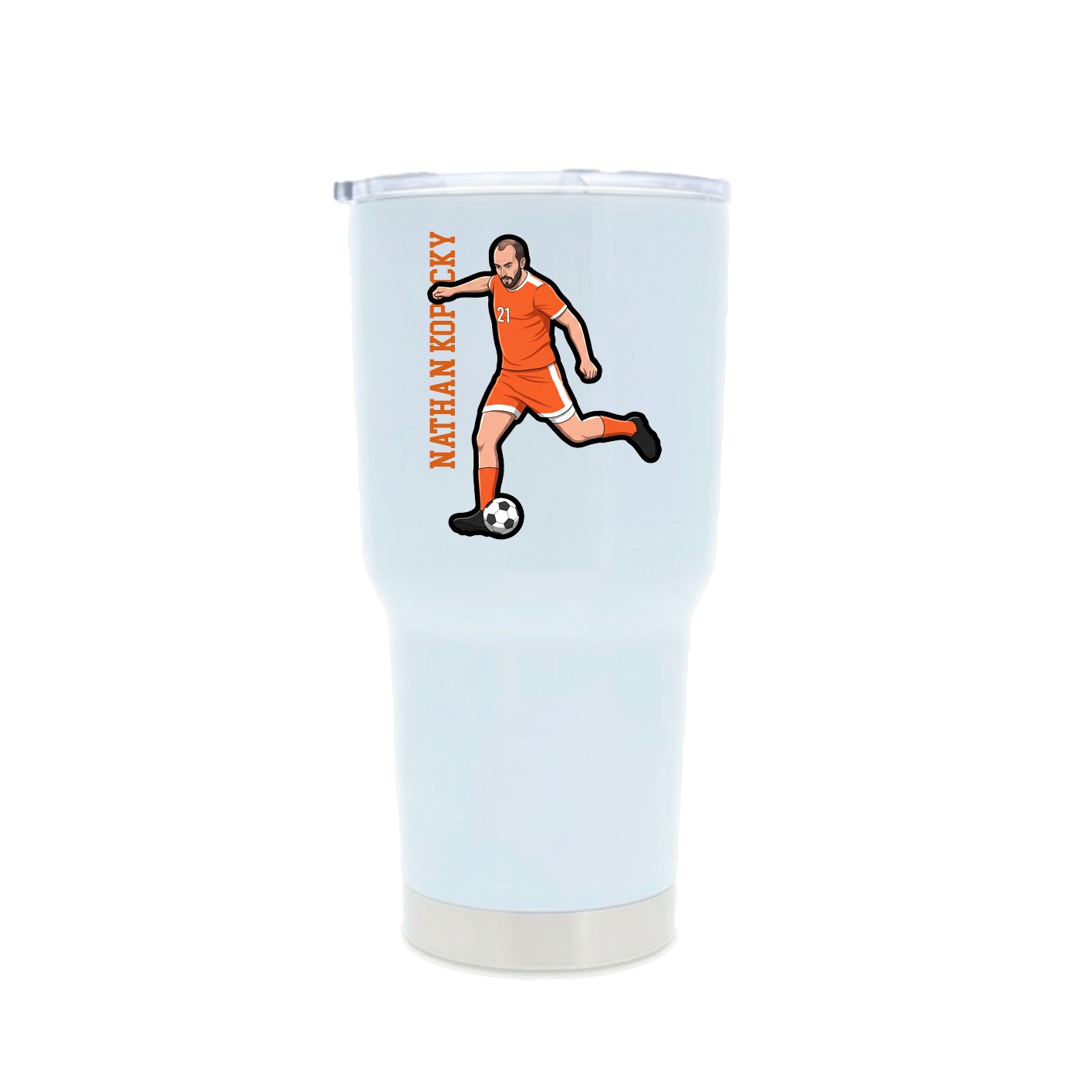 30oz Stainless Steel Tumbler — Name Vertical in White