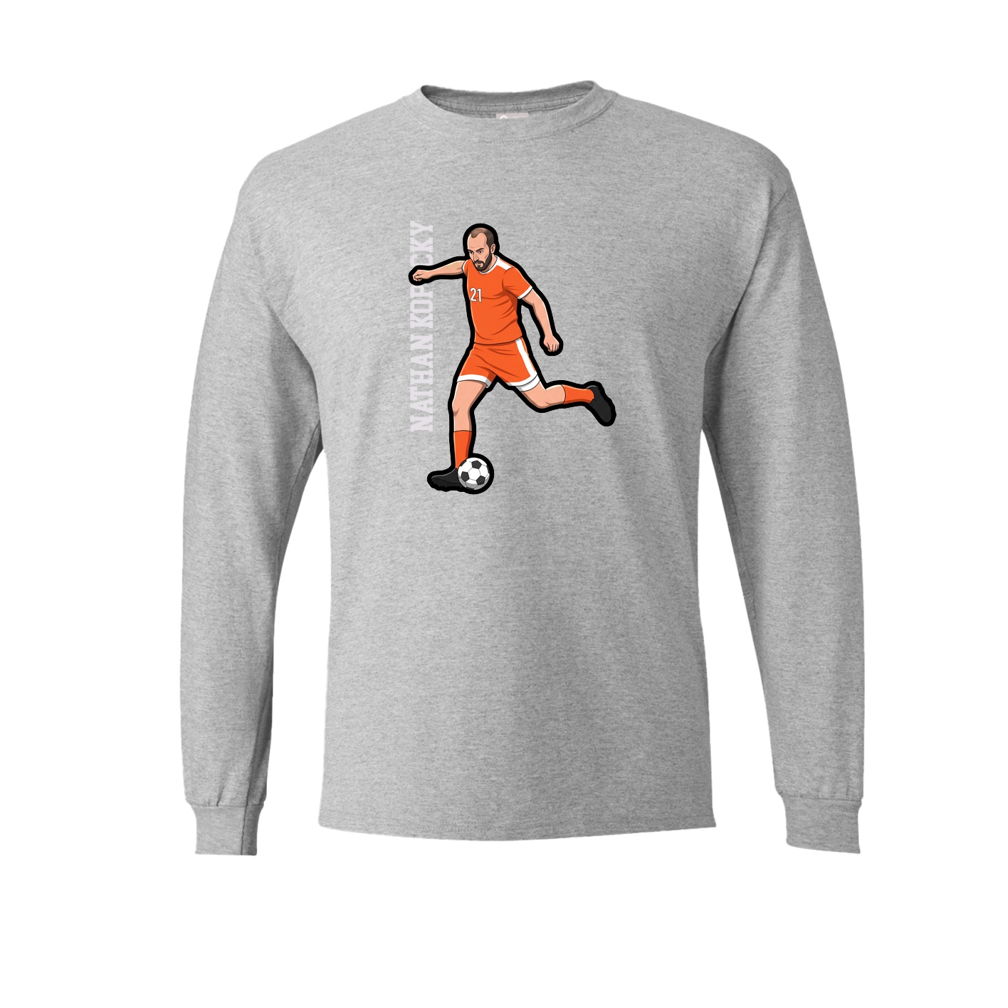 Long Sleeve Tee — Name Vertical in Grey