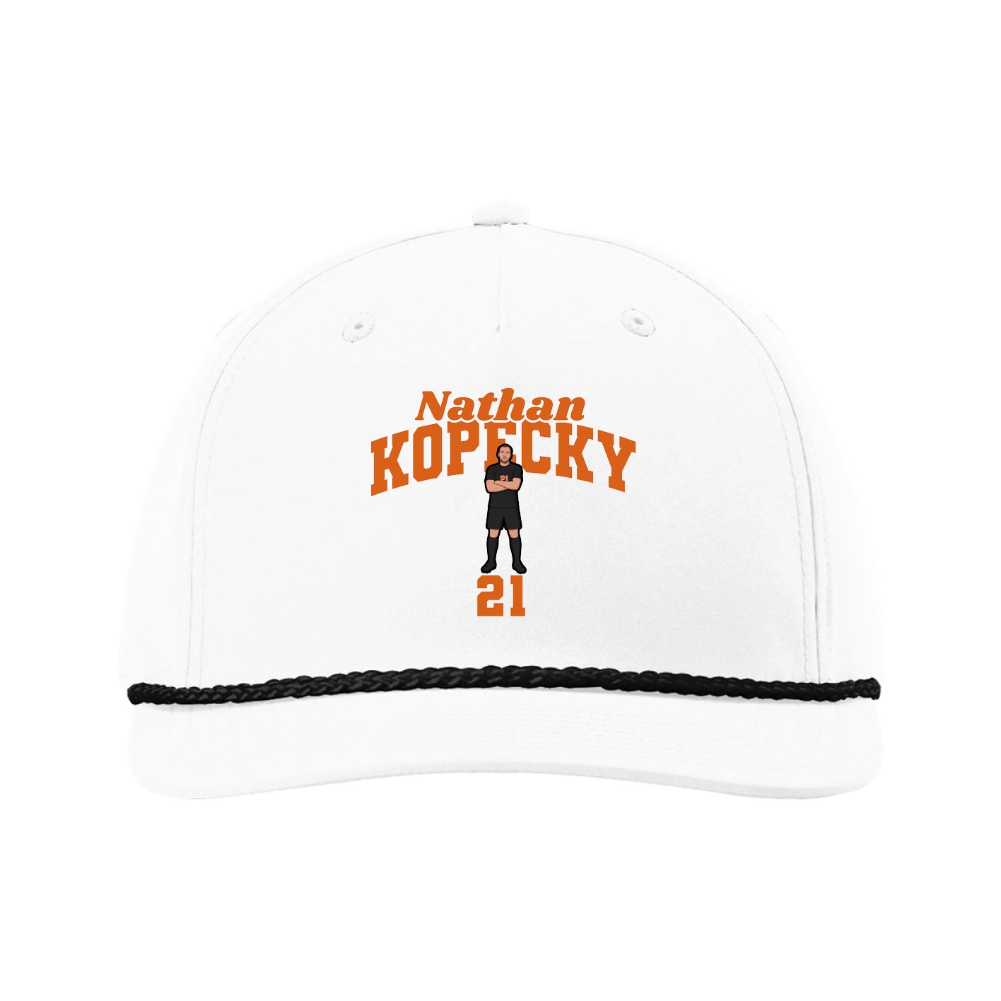 Five-Panel Classic Rope Cap — Signature Arch in White