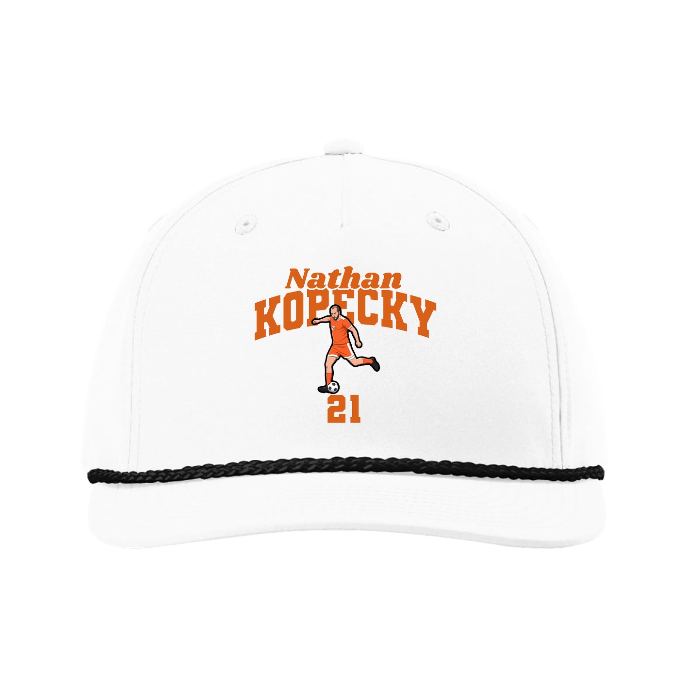 Five-Panel Classic Rope Cap — Signature Arch in White
