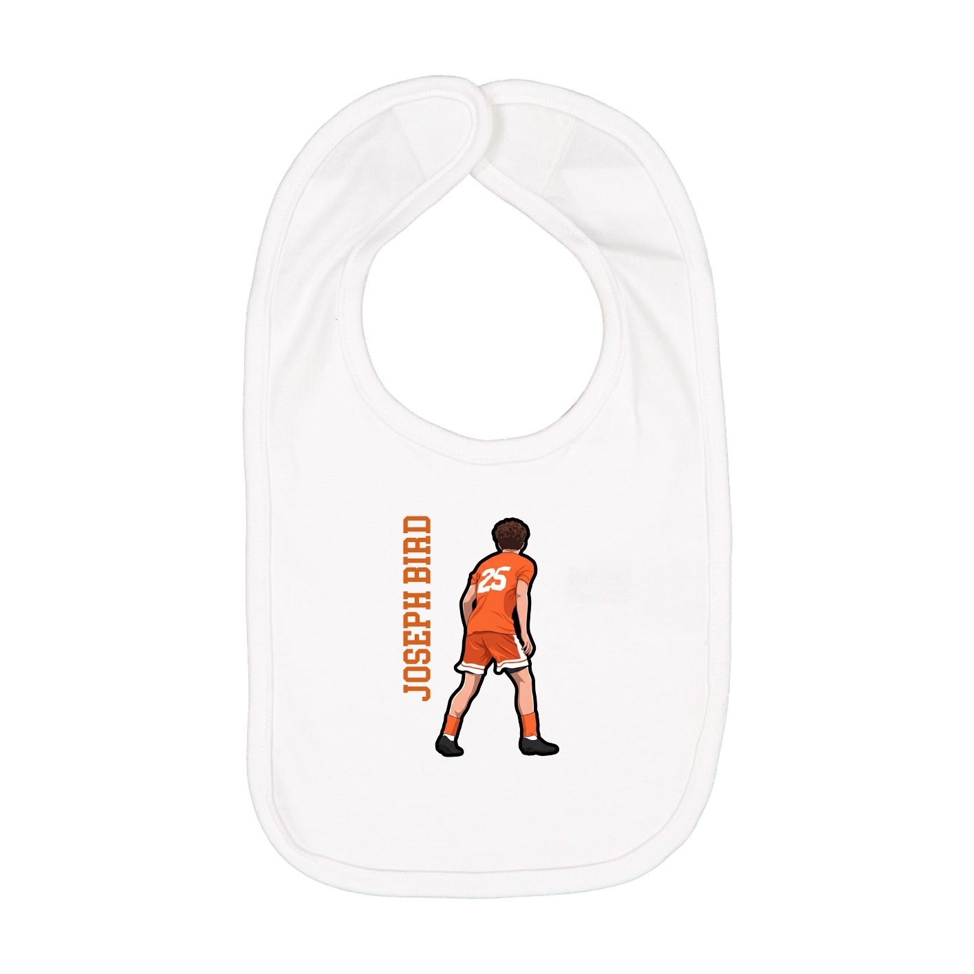 Infant Bib — Name Vertical in White
