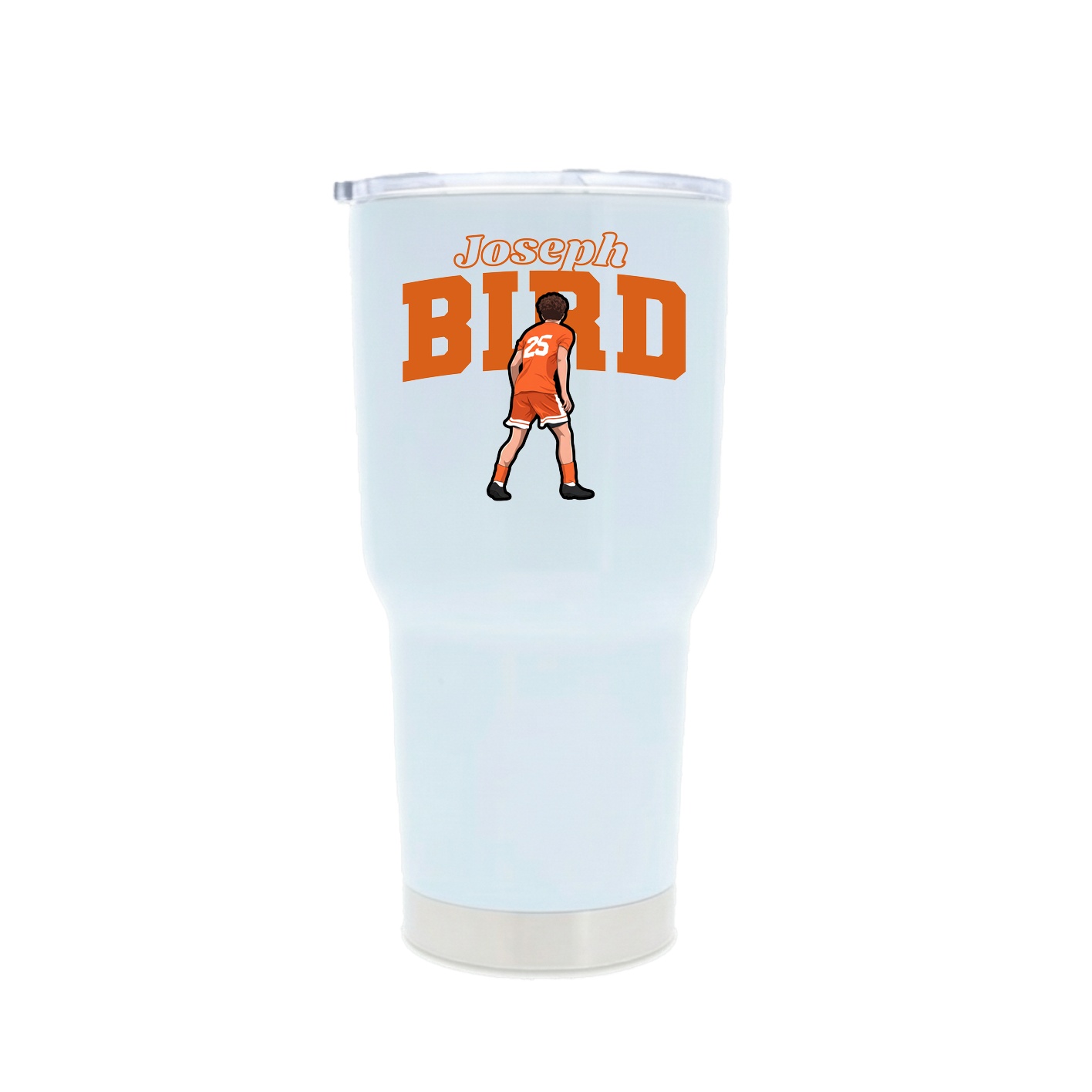30oz Stainless Steel Tumbler — Name Arch in White