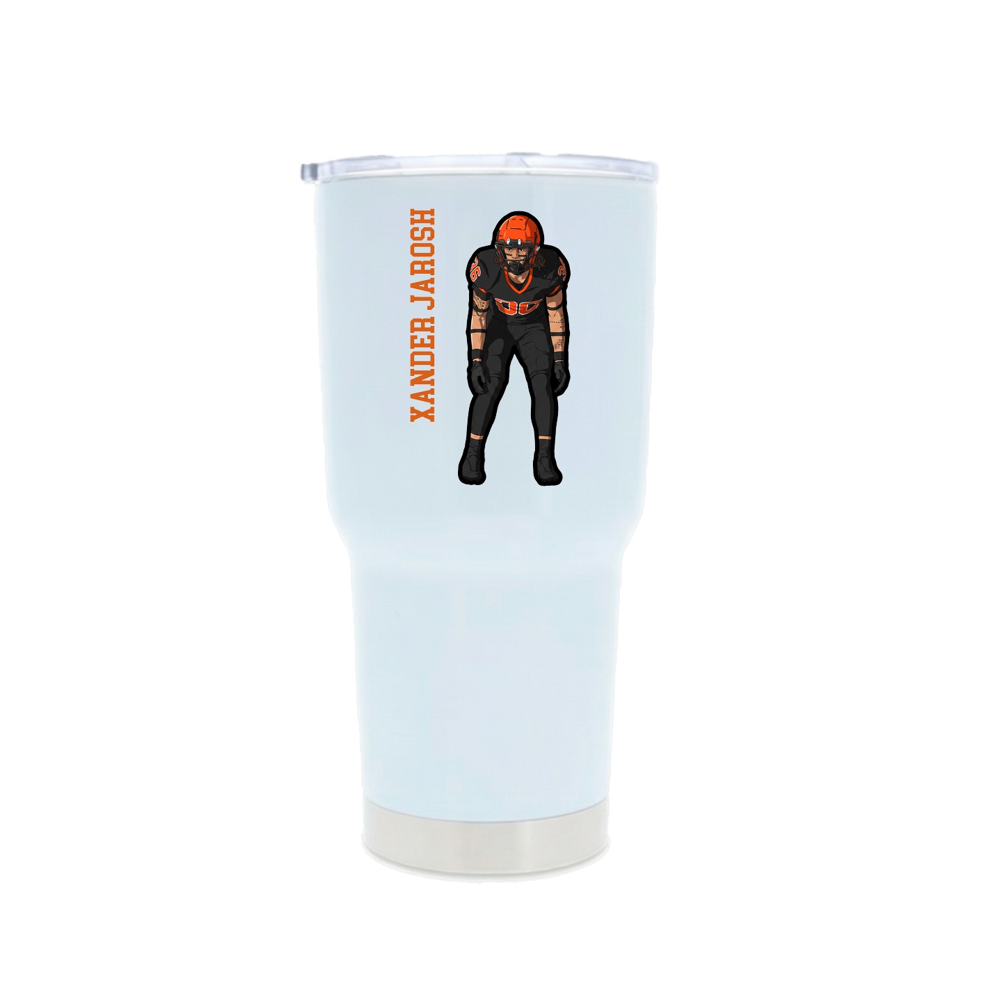 30oz Stainless Steel Tumbler — Name Vertical in White