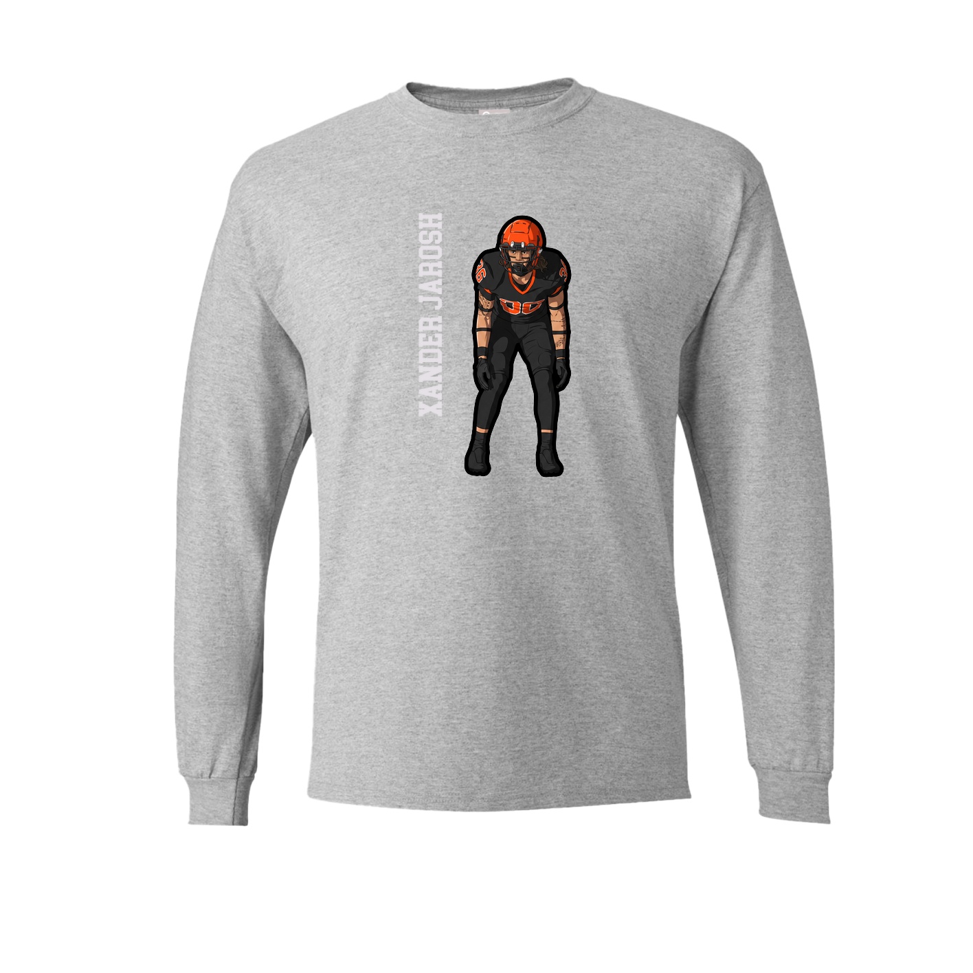 Long Sleeve Tee — Name Vertical in Grey