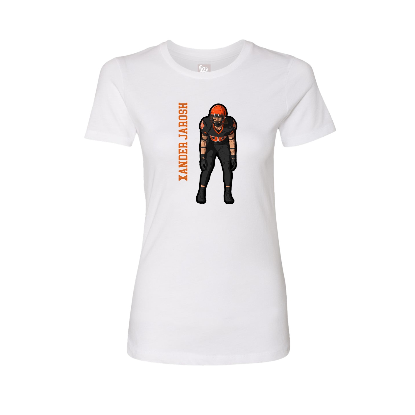Womens Tee — Name Vertical in White