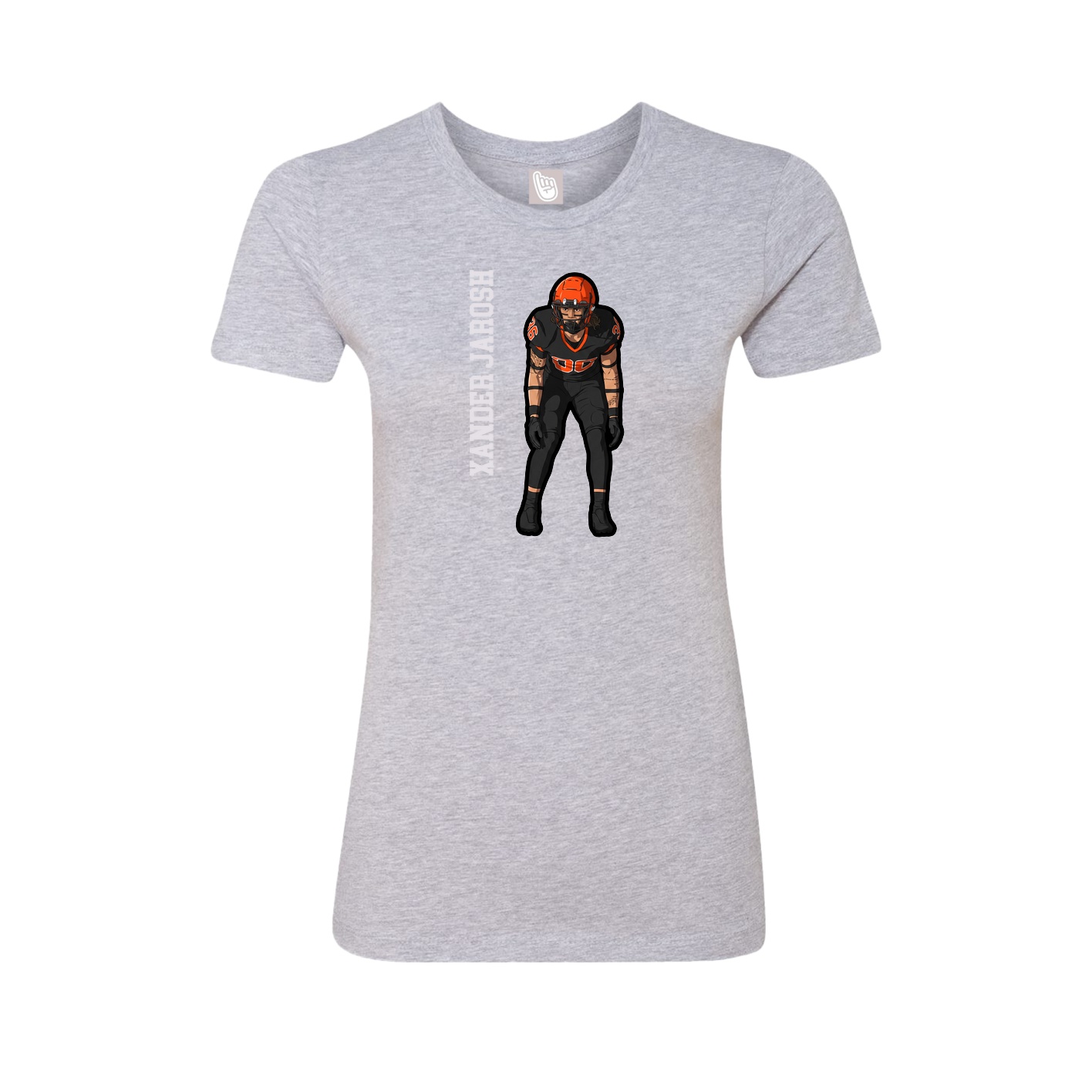 Womens Tee — Name Vertical in Grey