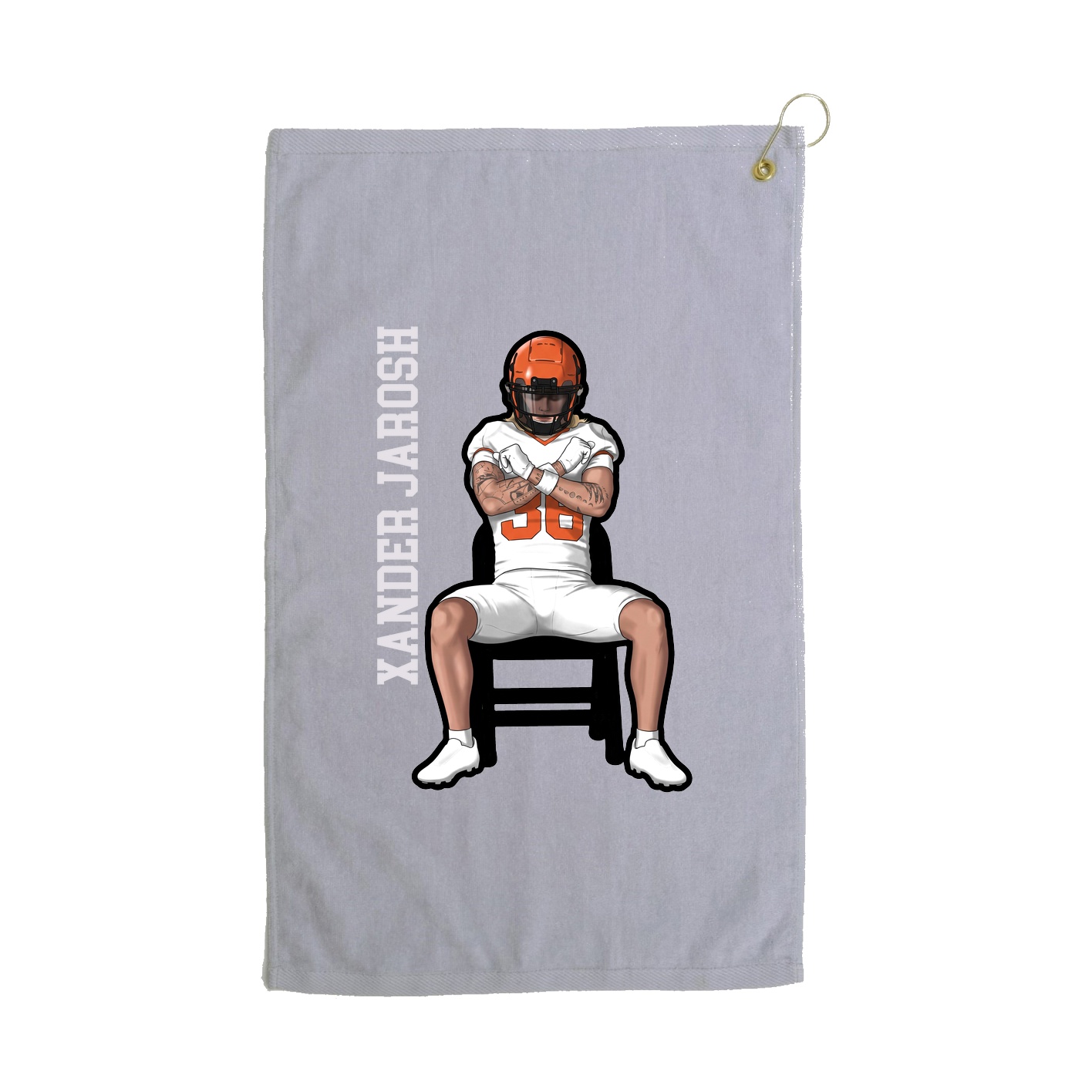 Golf Towel — Name Vertical in Grey
