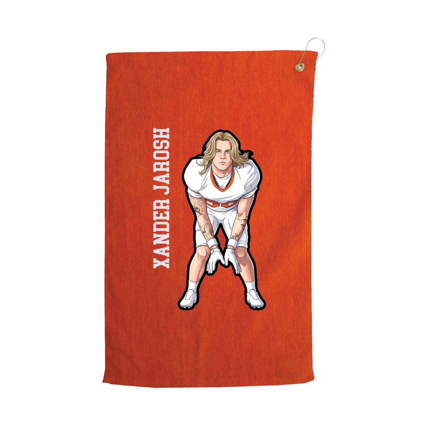 Golf Towel — Name Vertical in Orange
