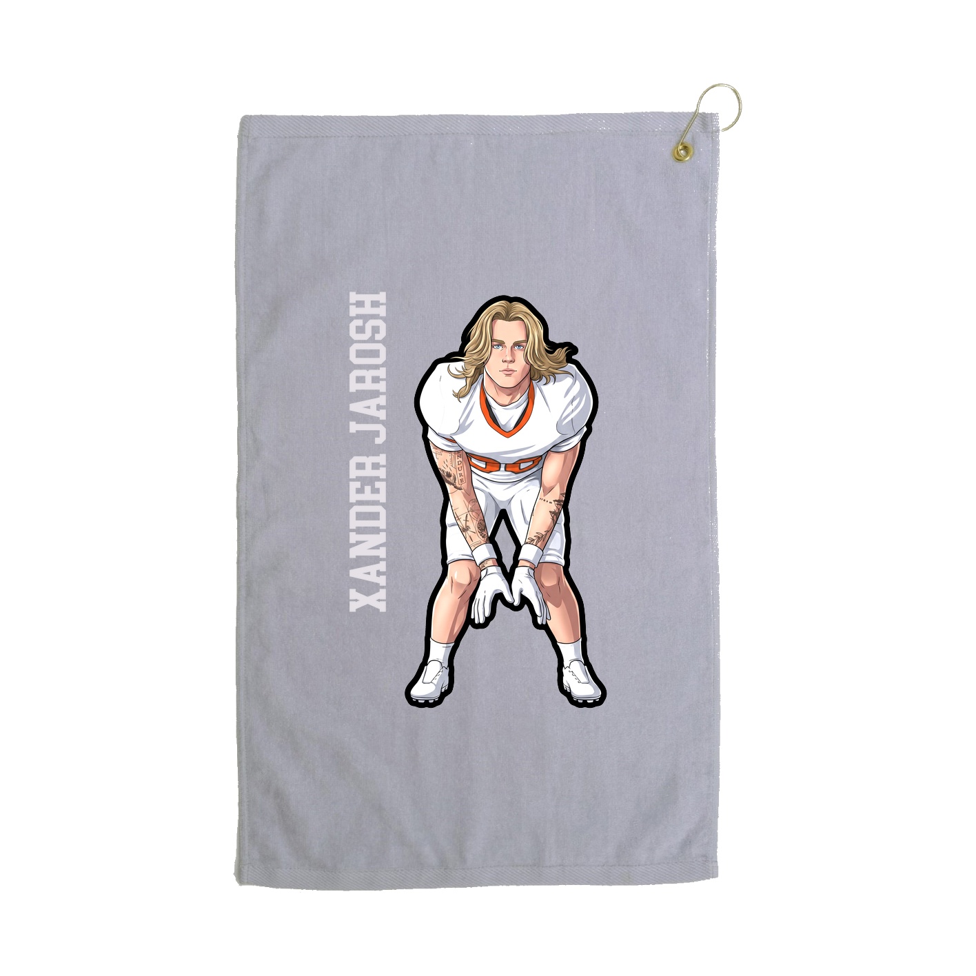 Golf Towel — Name Vertical in Grey