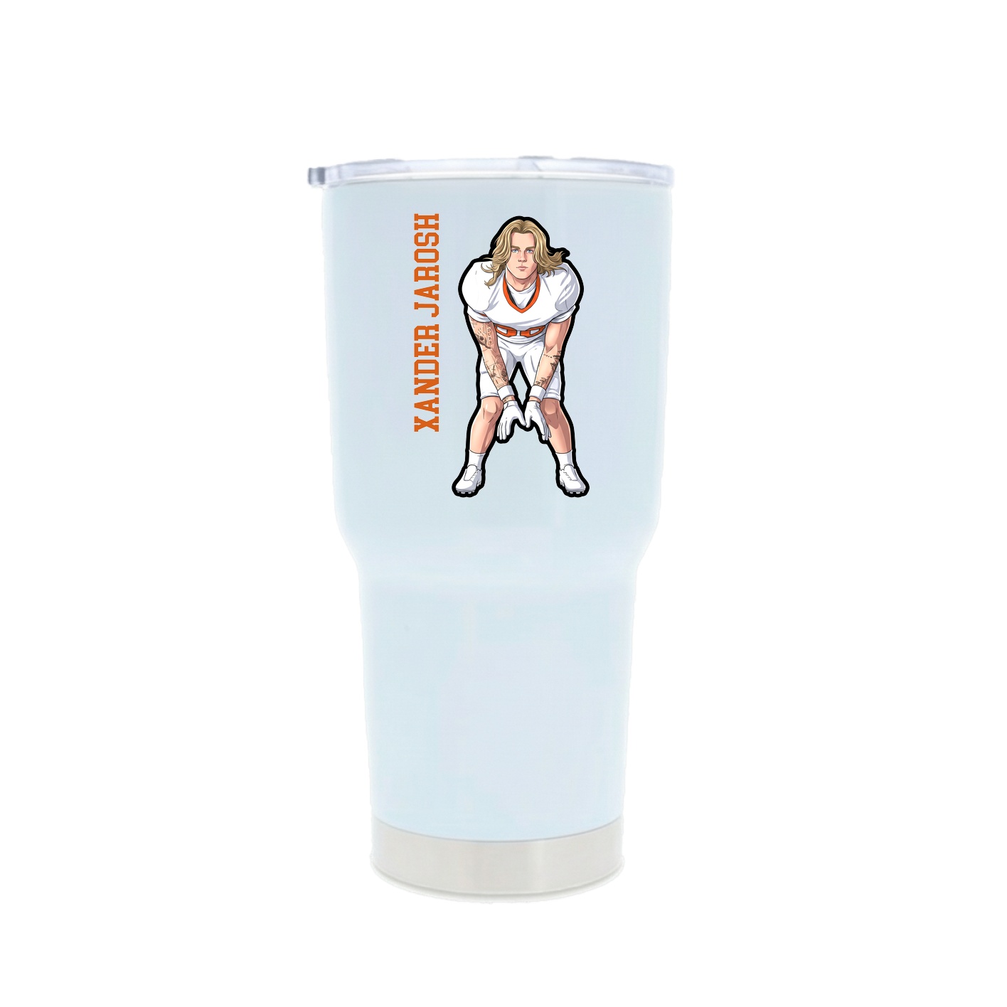 30oz Stainless Steel Tumbler — Name Vertical in White
