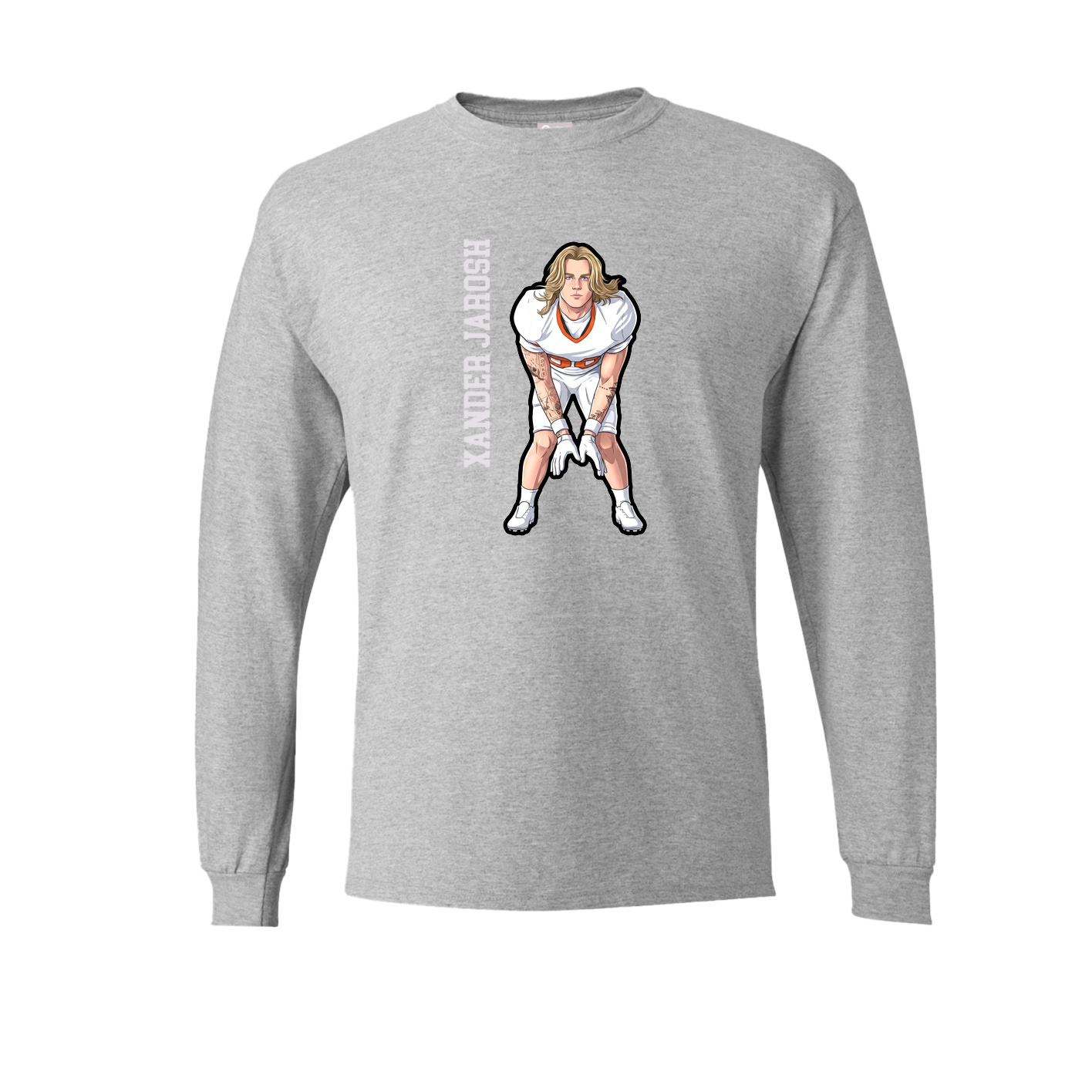Long Sleeve Tee — Name Vertical in Grey