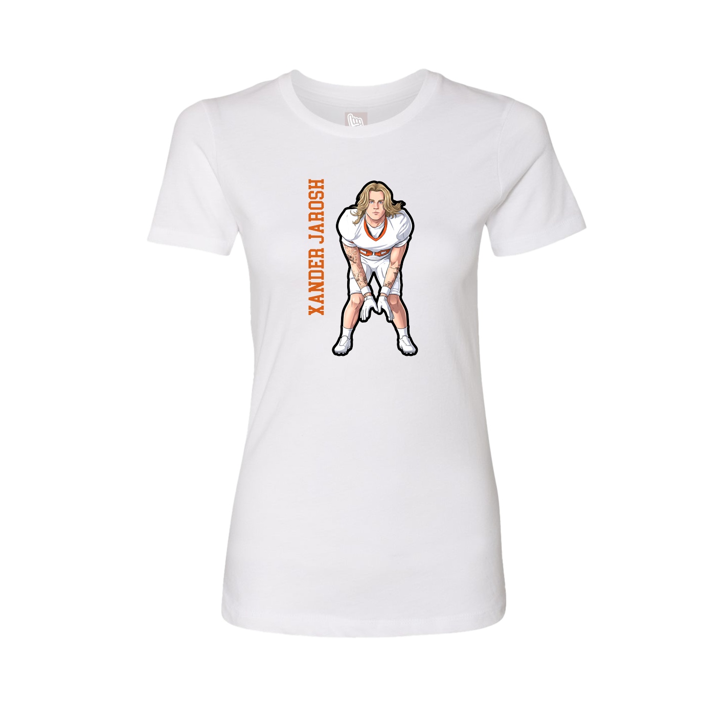 Womens Tee — Name Vertical in White