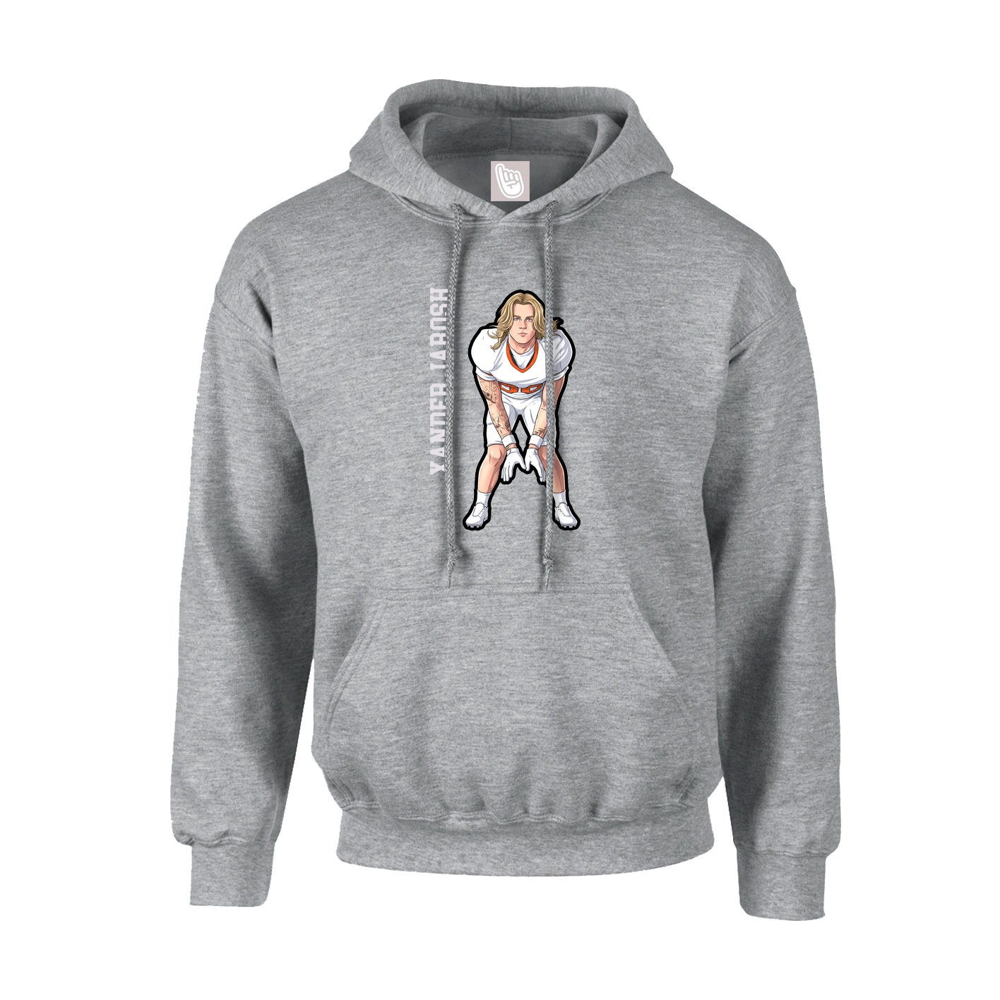 Hoodie — Name Vertical in Grey